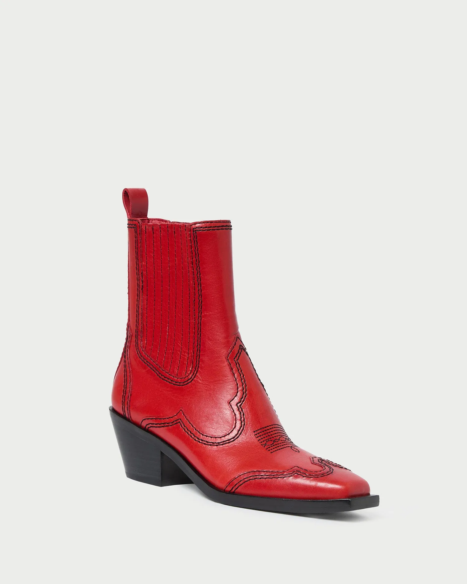Agnes Red Leather Western Boot -LOEFFLER RANDALL