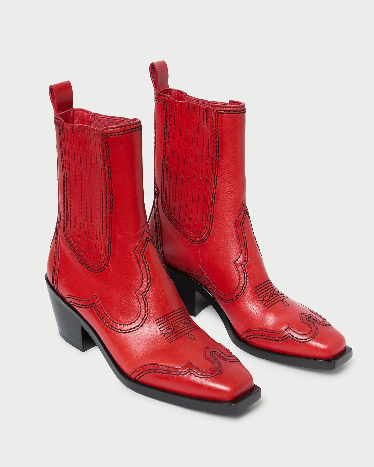 Agnes Red Leather Western Boot -LOEFFLER RANDALL
