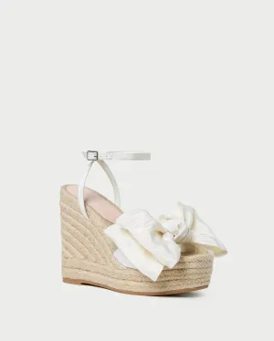 Angelina Cream Moiré Bow Wedge -LOEFFLER RANDALL