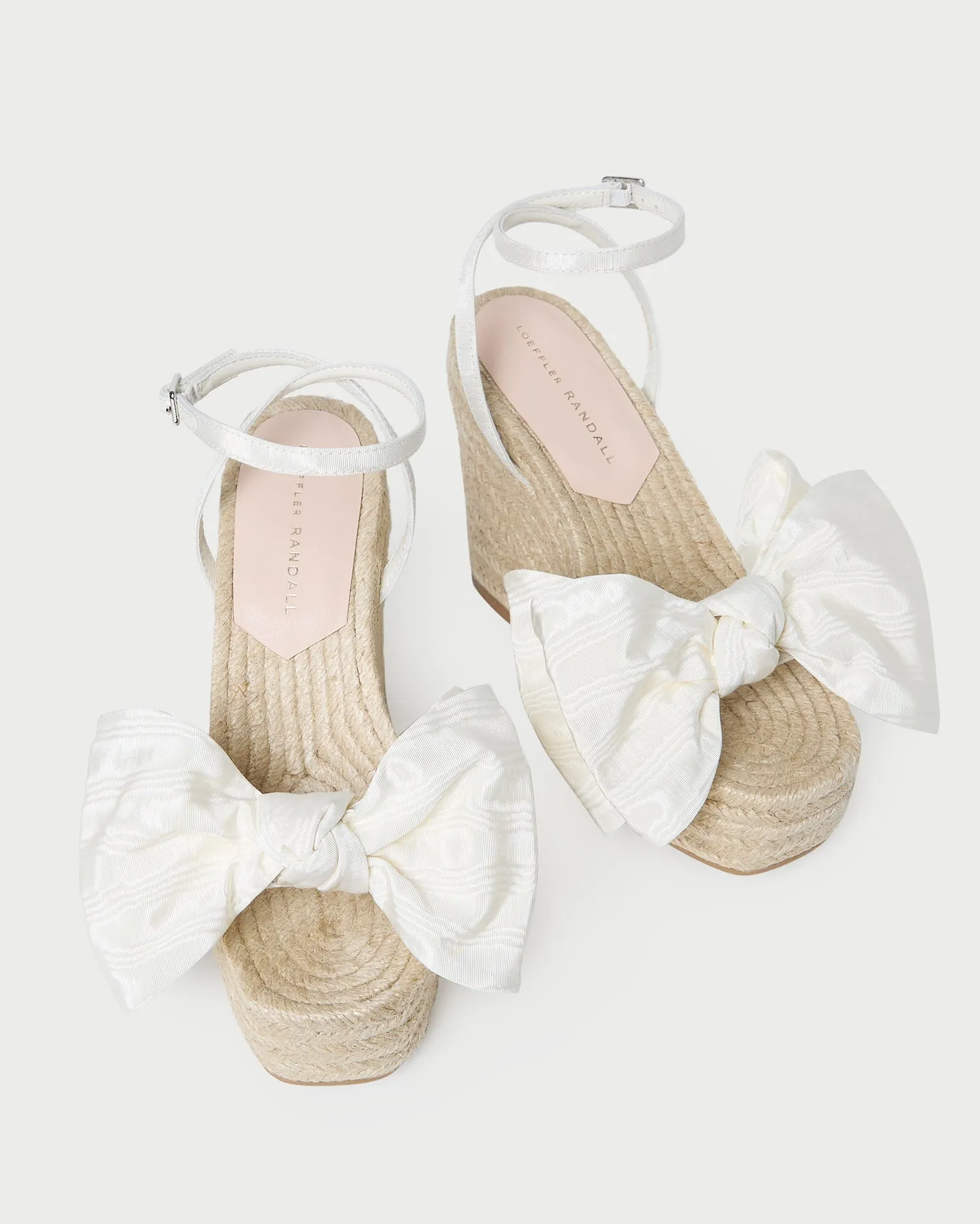 Angelina Cream Moiré Bow Wedge -LOEFFLER RANDALL