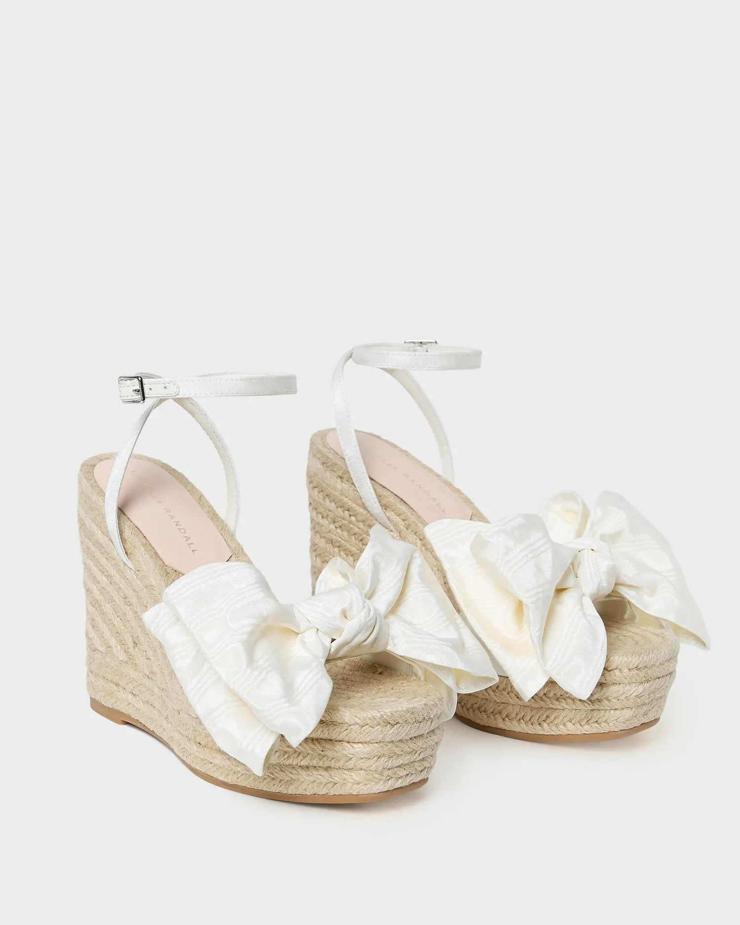 Angelina Cream Moiré Bow Wedge -LOEFFLER RANDALL