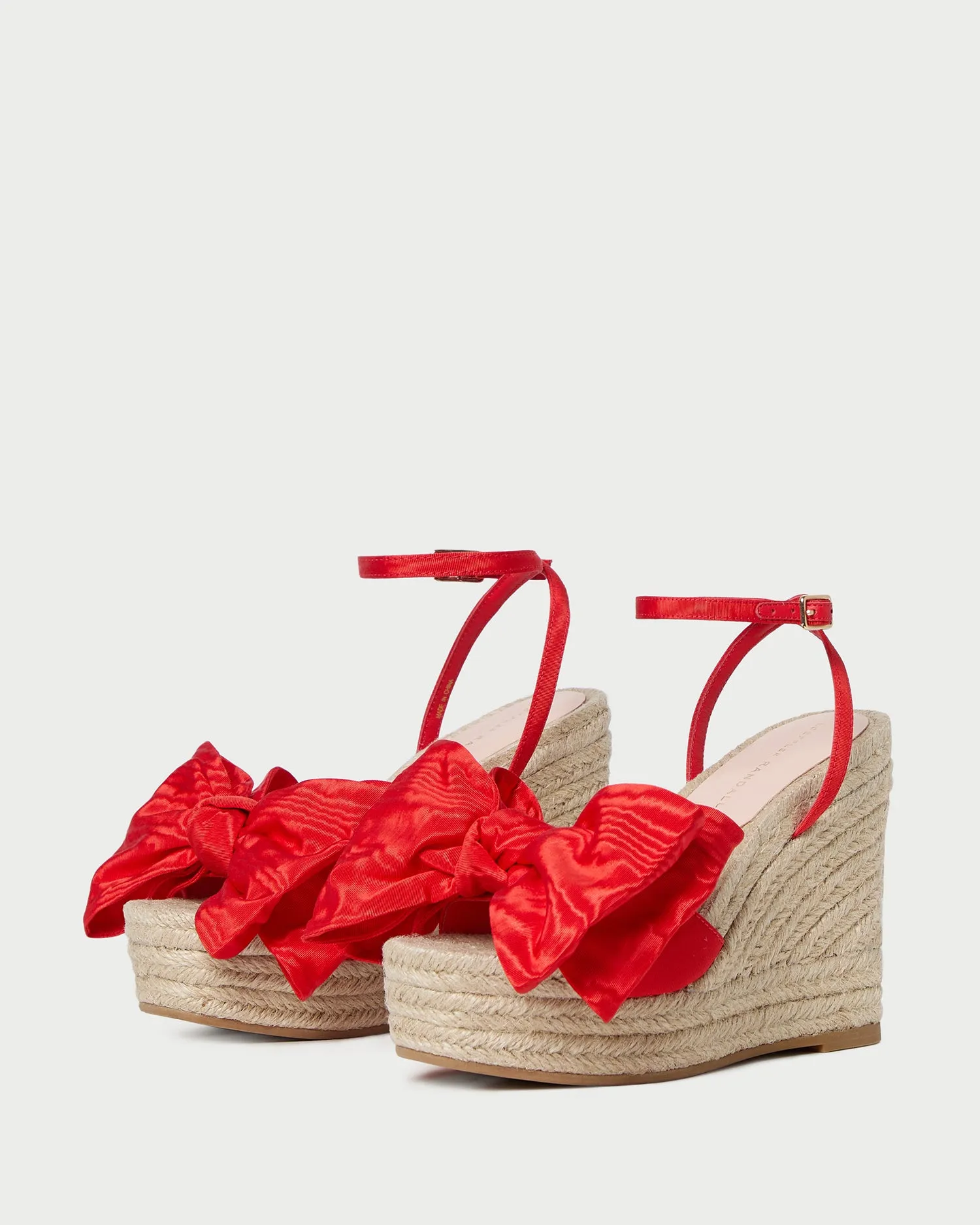 Angelina Red Moiré Bow Wedge -LOEFFLER RANDALL