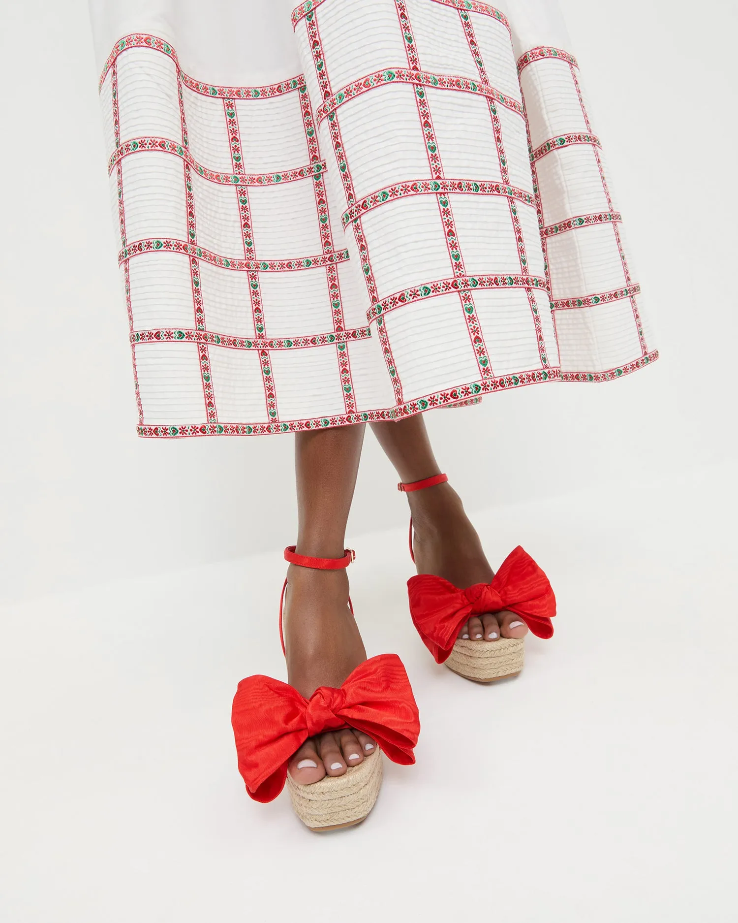 Angelina Red Moiré Bow Wedge -LOEFFLER RANDALL