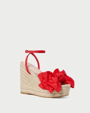Angelina Red Moiré Bow Wedge -LOEFFLER RANDALL