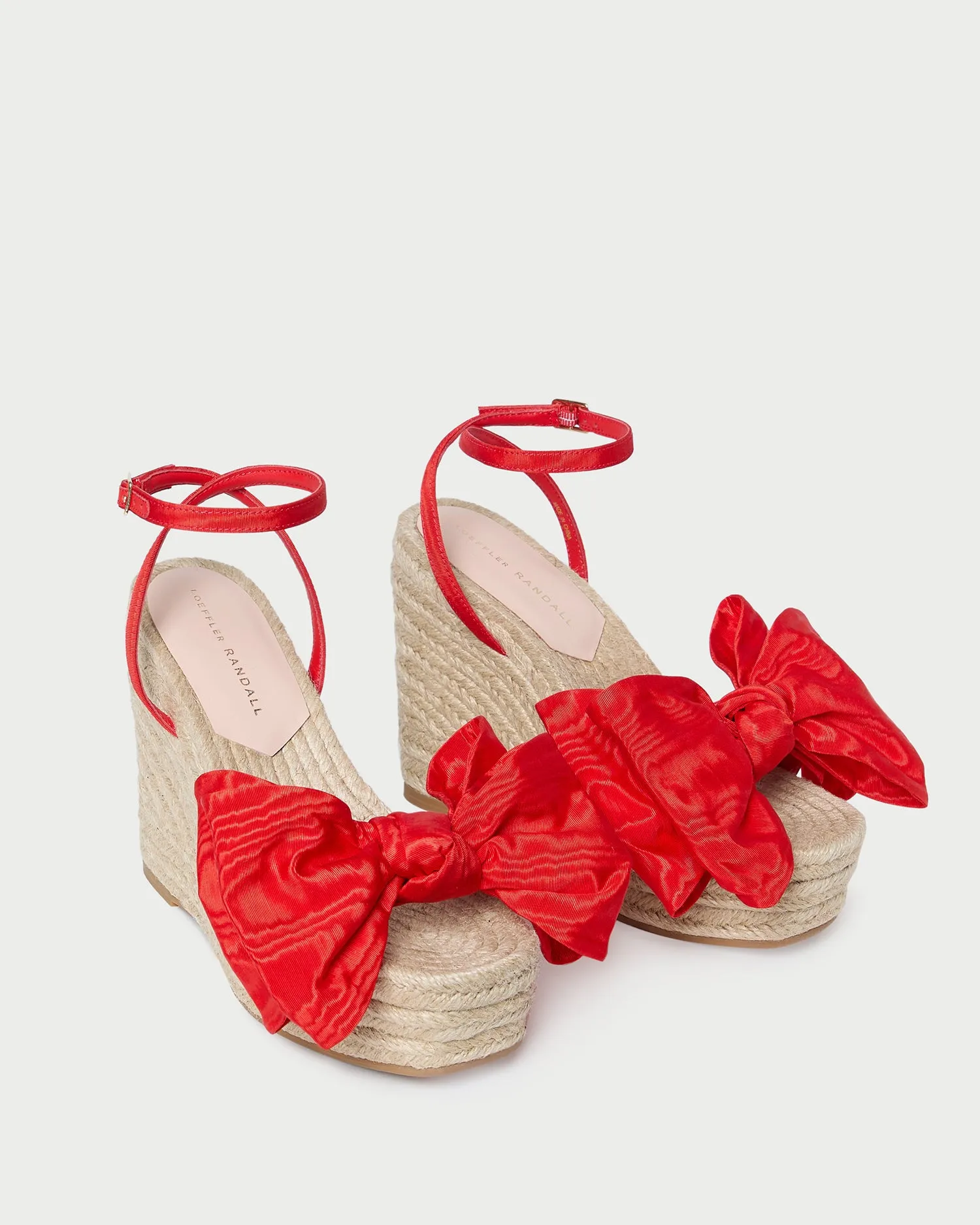 Angelina Red Moiré Bow Wedge -LOEFFLER RANDALL