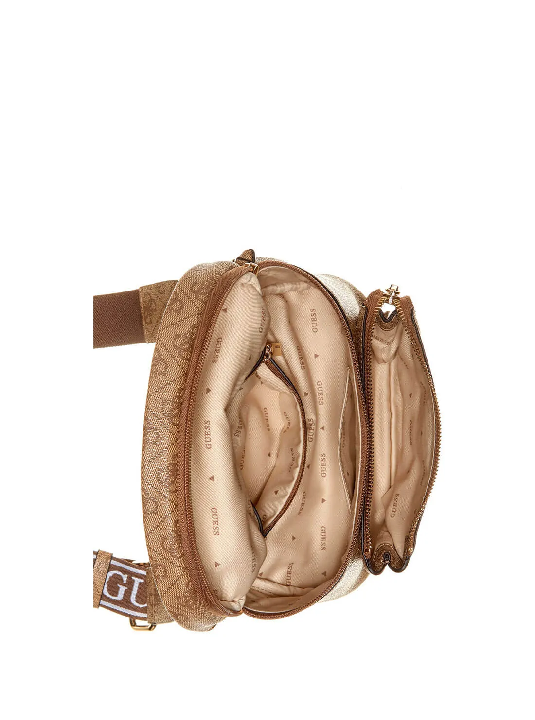 Beige Power Play Mini Sling Bag Guess