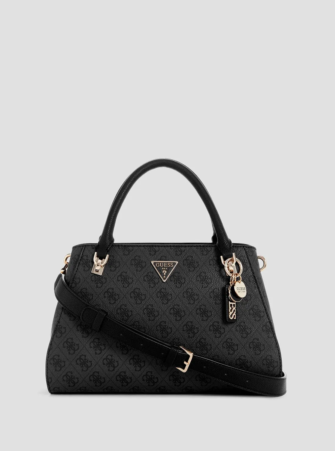 Black Logo Noelle Satchel Bag Guess