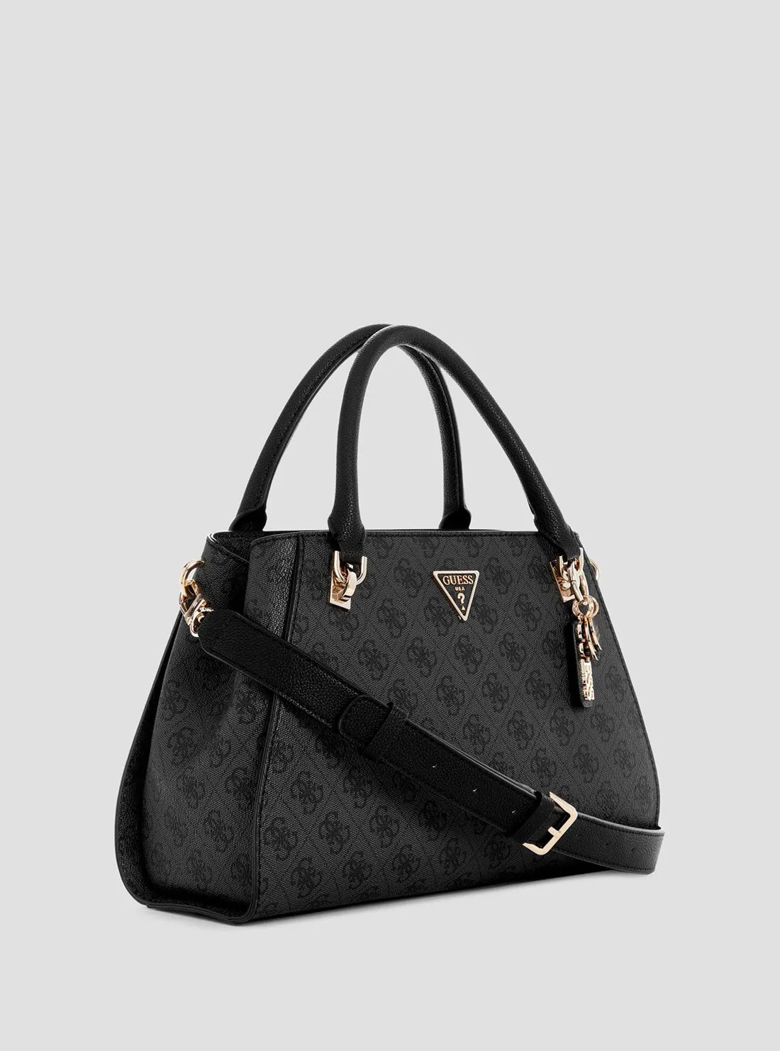 Black Logo Noelle Satchel Bag Guess