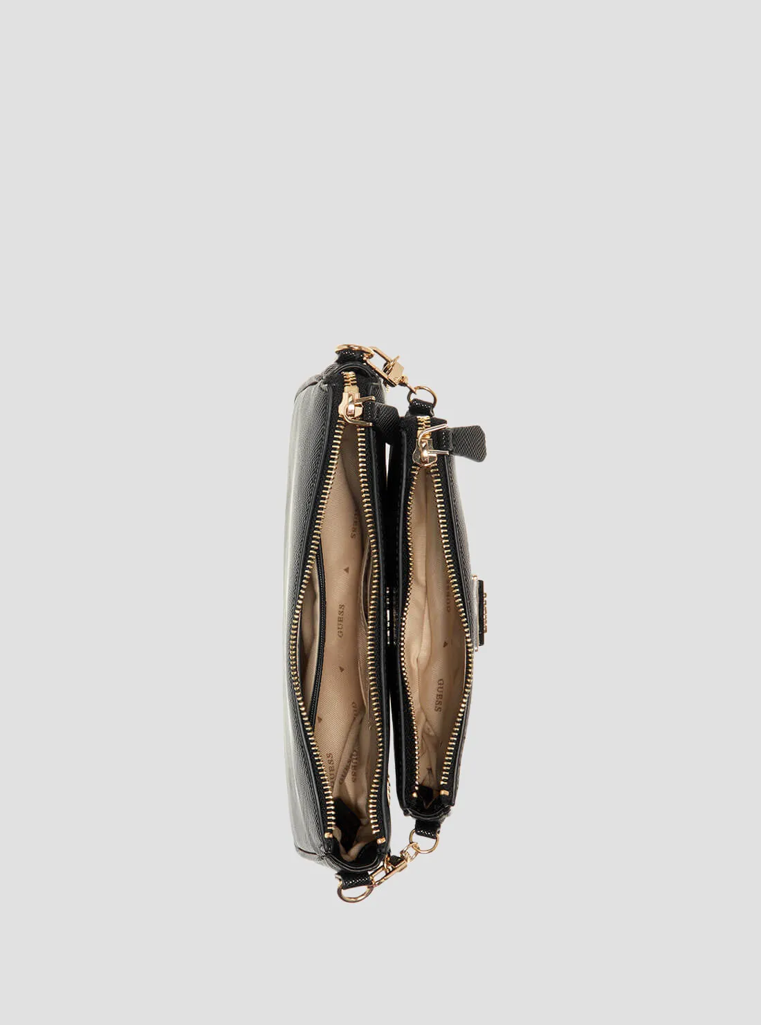 Black Noelle Double Crossbody Pouch Bag Guess