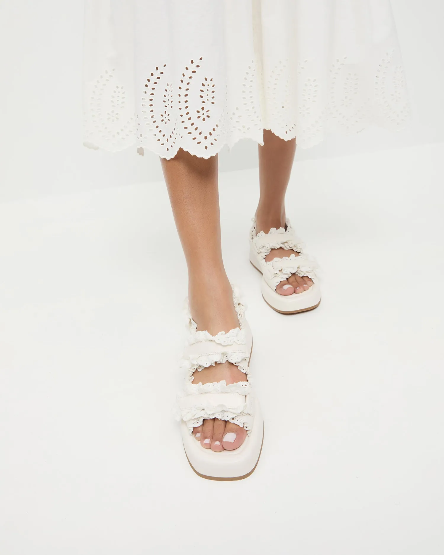 Blaise White Leather Platform Sandal -LOEFFLER RANDALL