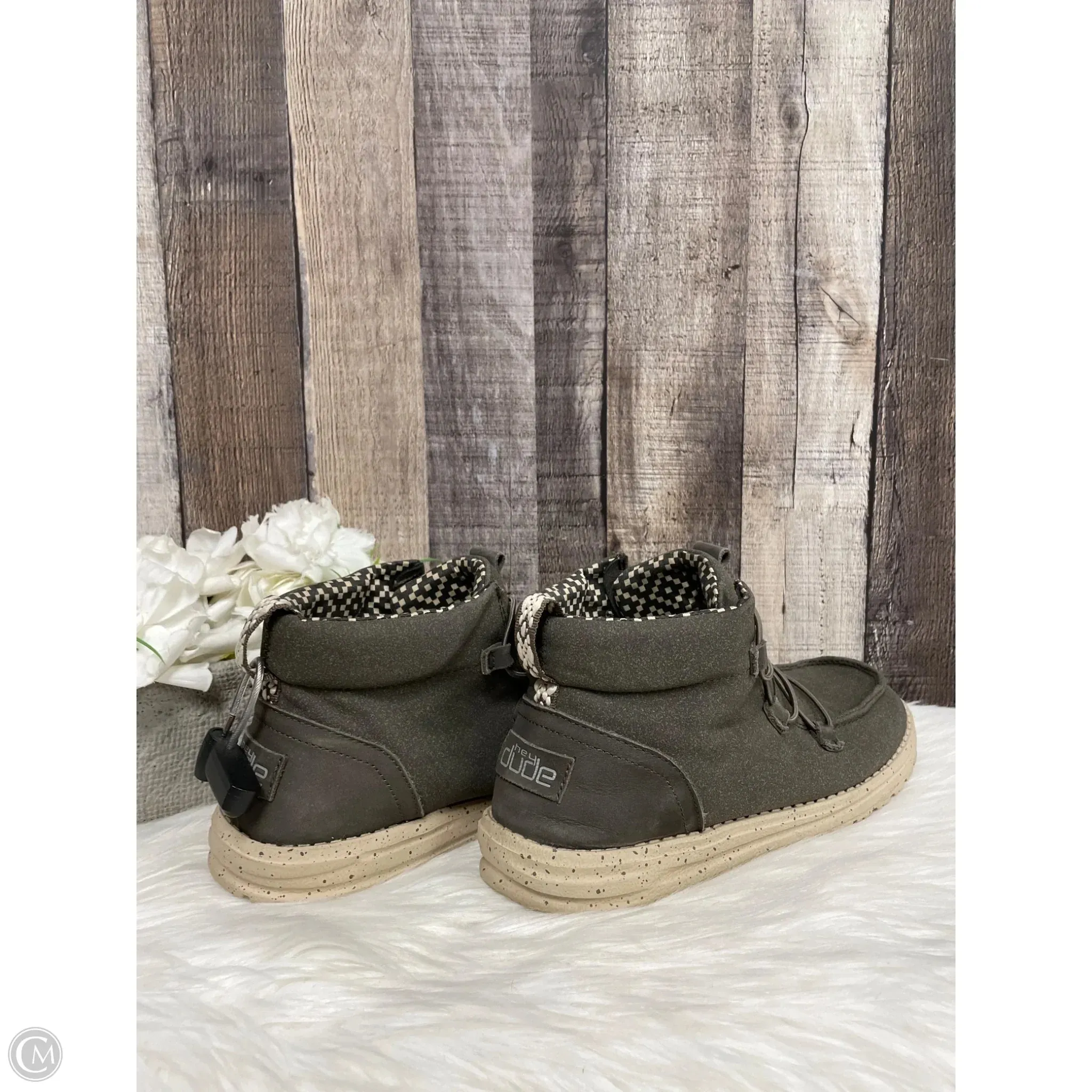 Boots Ankle Flats By Hey Dude In Grey, Size: 8