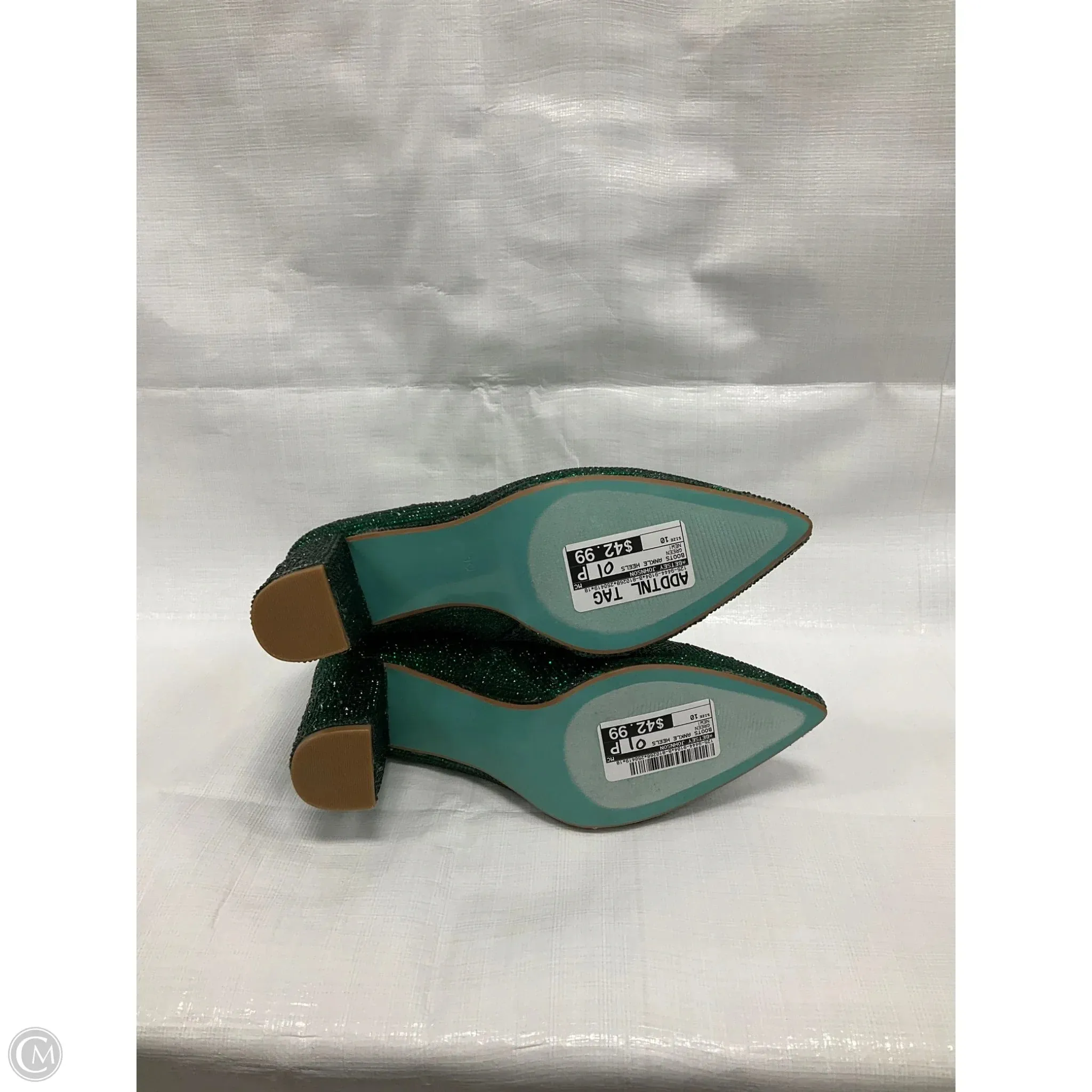 Boots Ankle Heels By Betsey Johnson In Green, Size: 10