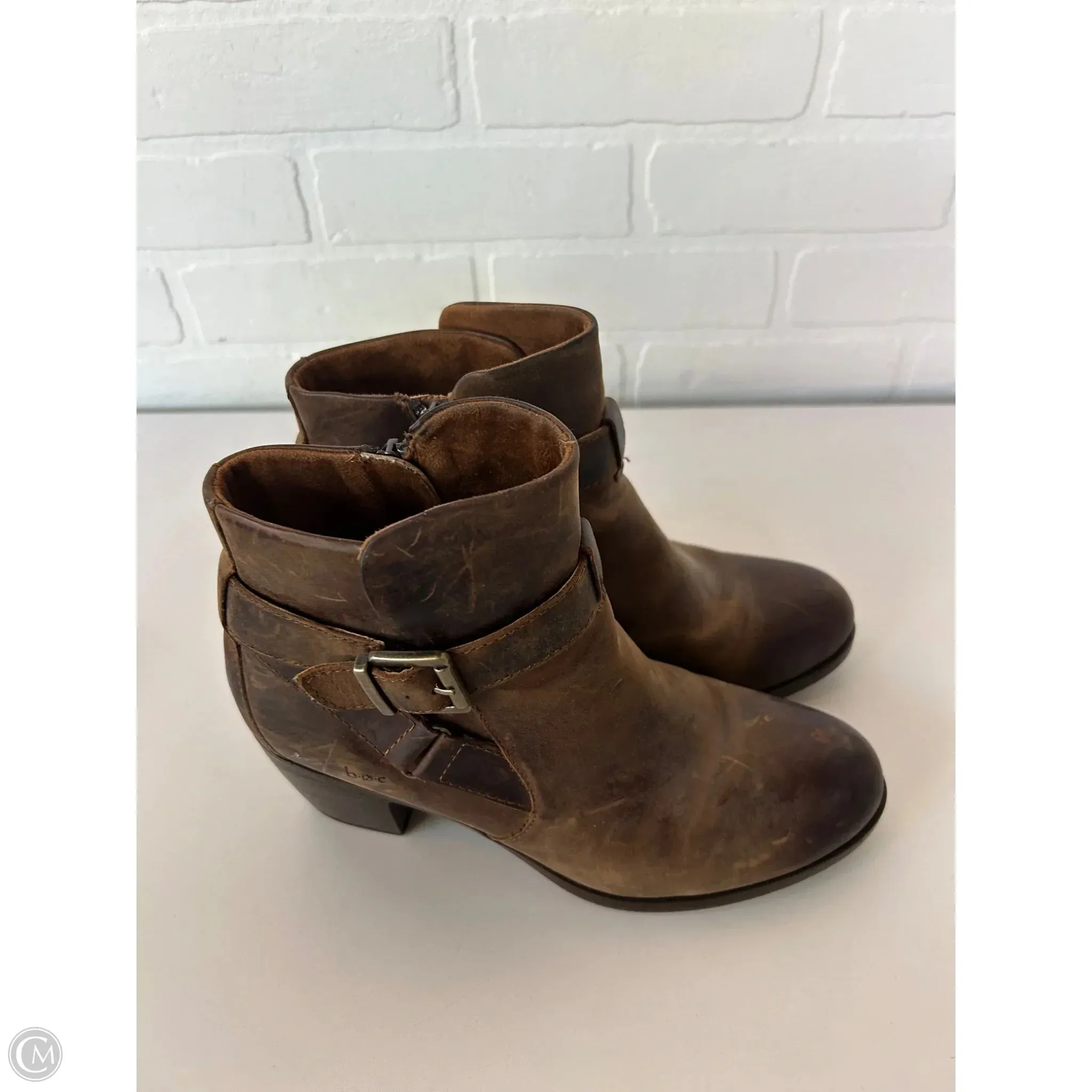 Boots Ankle Heels By Boc In Brown, Size: 9