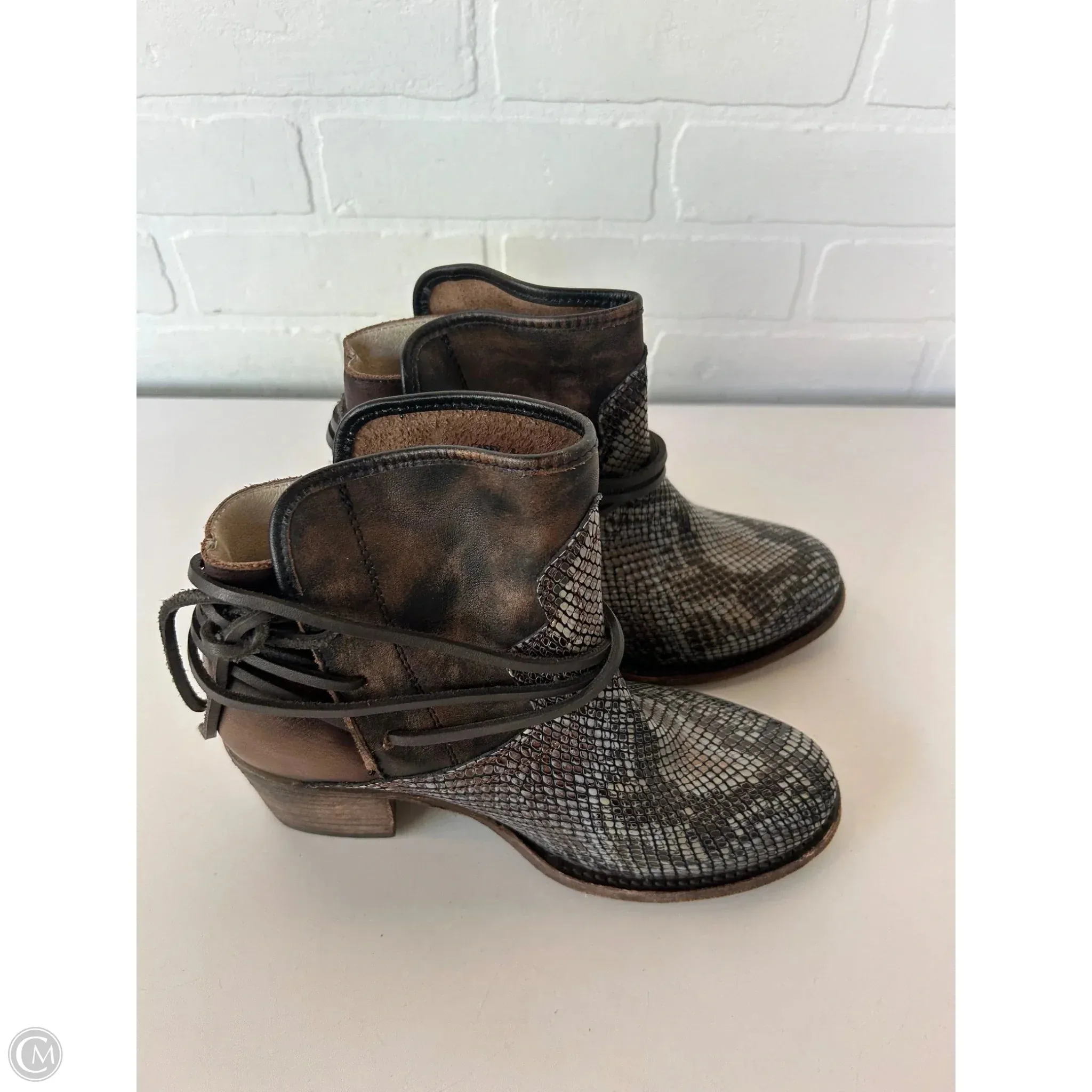 Boots Ankle Heels By Freebird In Brown, Size: 8
