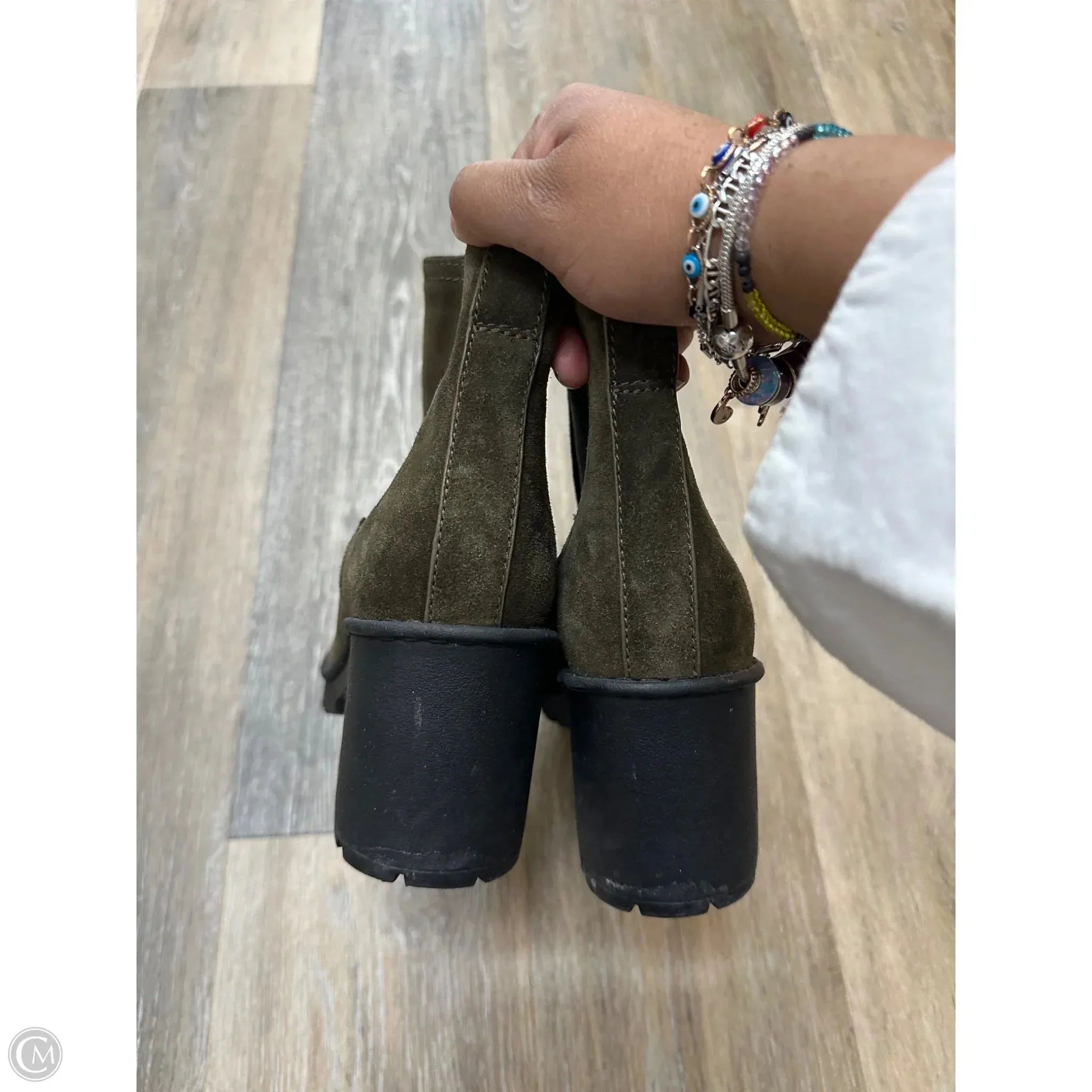 Boots Ankle Heels By Vince In Green, Size: 7.5