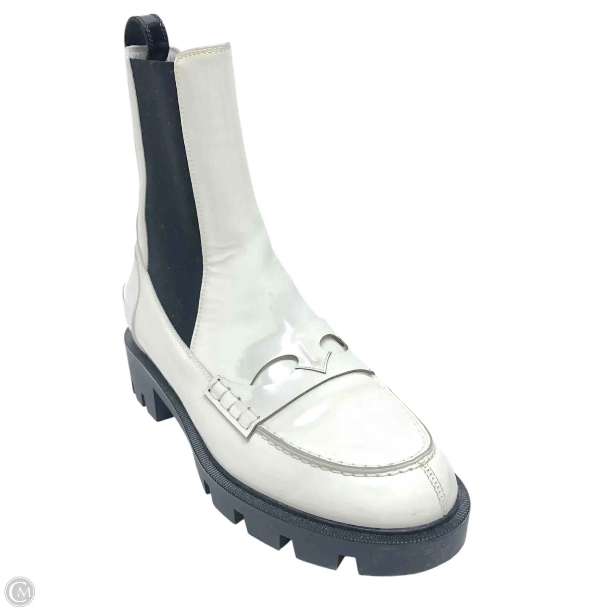 Boots Luxury Designer By Christian Louboutin In White, Size: 8.5