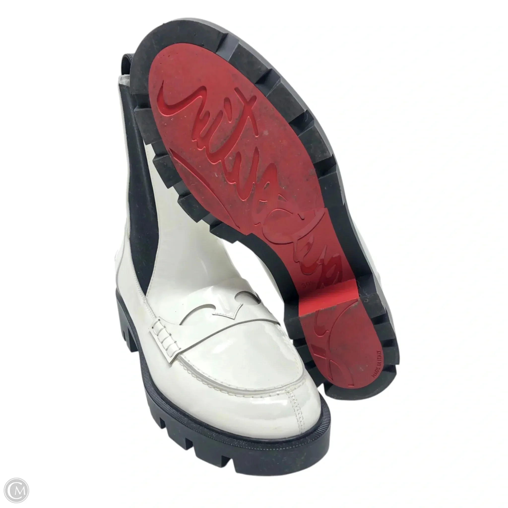 Boots Luxury Designer By Christian Louboutin In White, Size: 8.5