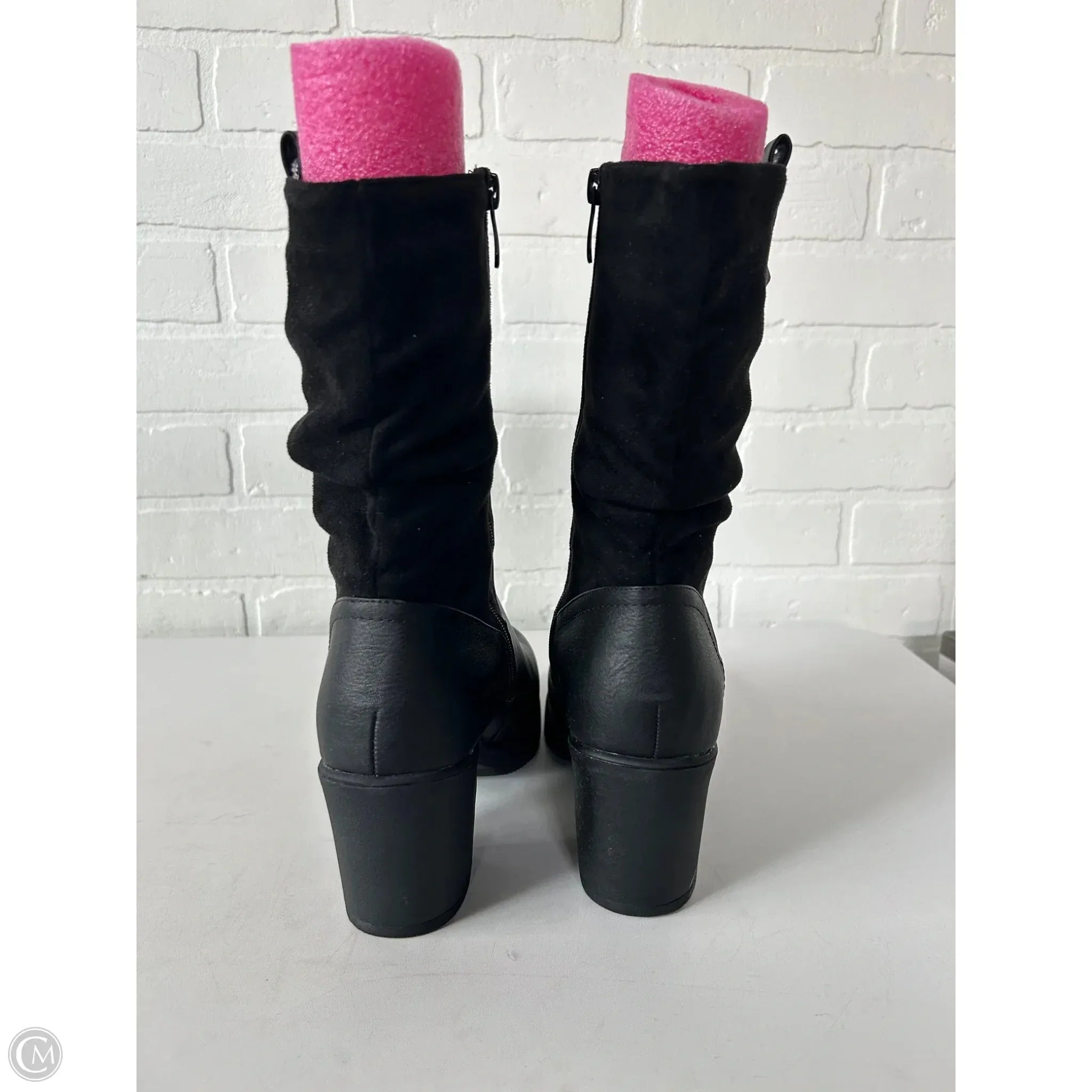 Boots Mid-calf Heels By Clothes Mentor In Black, Size: 8.5