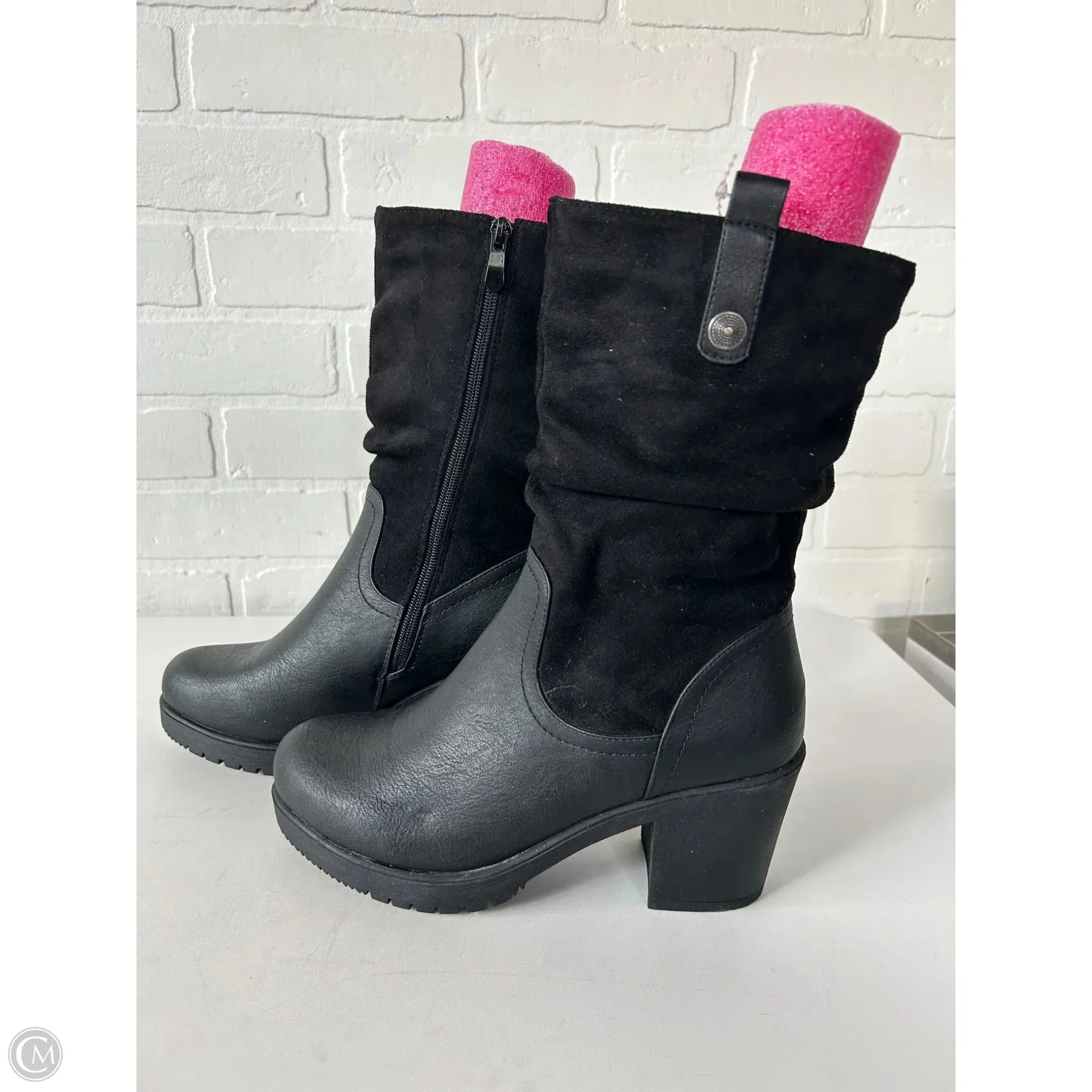 Boots Mid-calf Heels By Clothes Mentor In Black, Size: 8.5