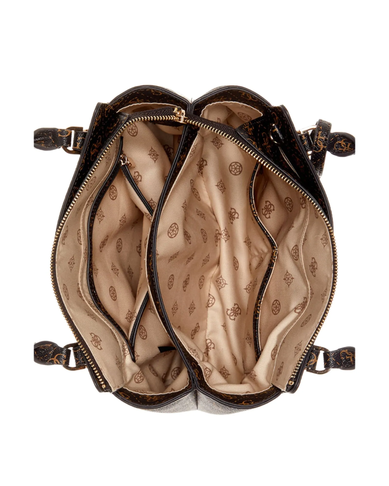 Brown Logo Daryna Satchel Bag Guess