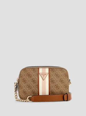 Brown Logo Noelle Camera Crossbody Bag Guess