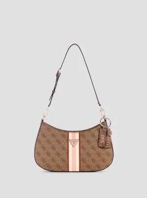 Brown Logo Noelle Top Zip Shoulder Bag Guess