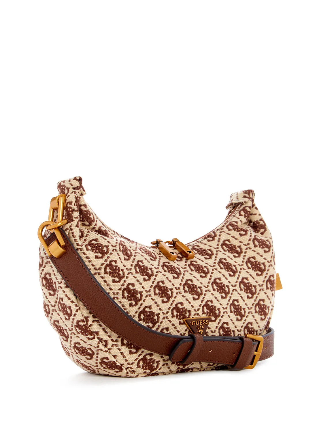 Brown Logo Shemara Mini Hobo Satchel Bag Guess