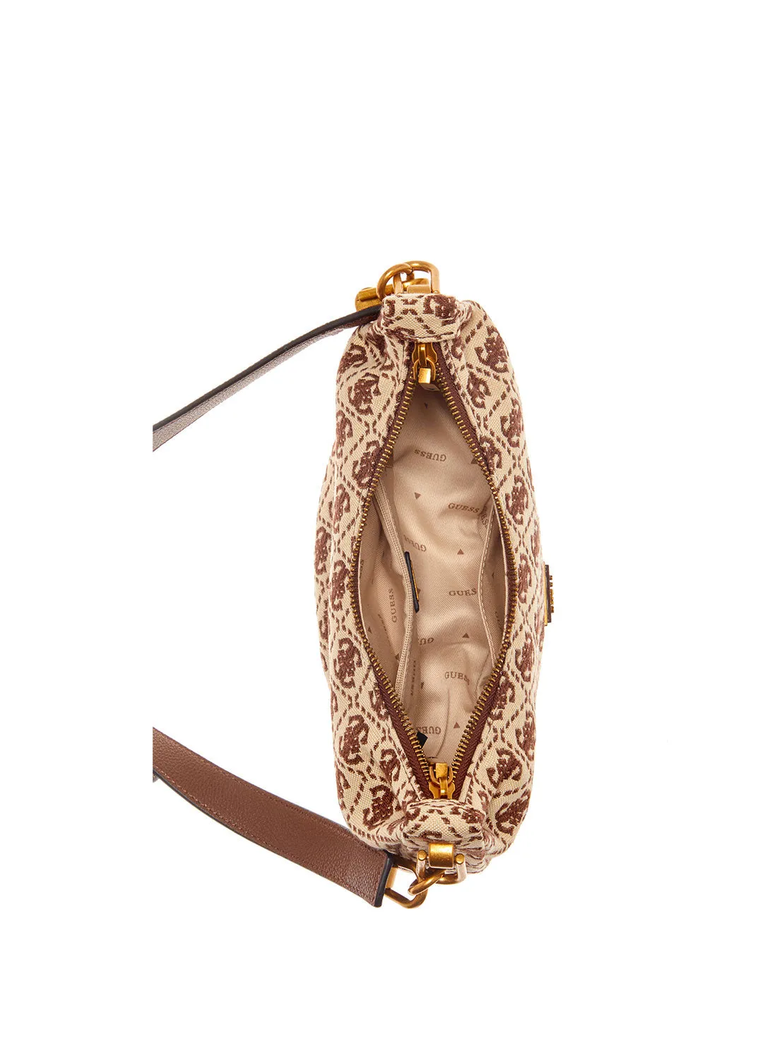 Brown Logo Shemara Mini Hobo Satchel Bag Guess