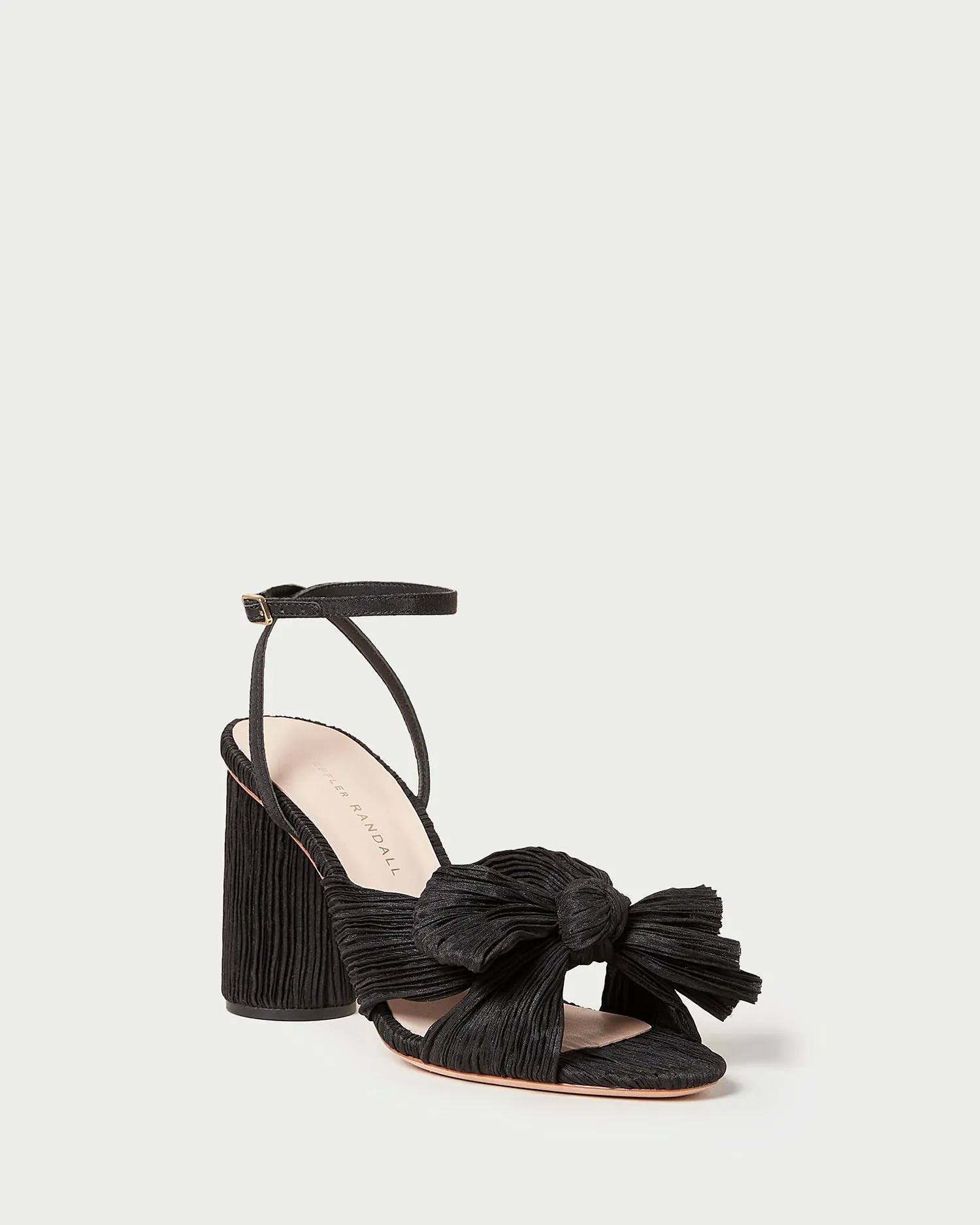 Camellia Black Pleated Bow Heel -LOEFFLER RANDALL