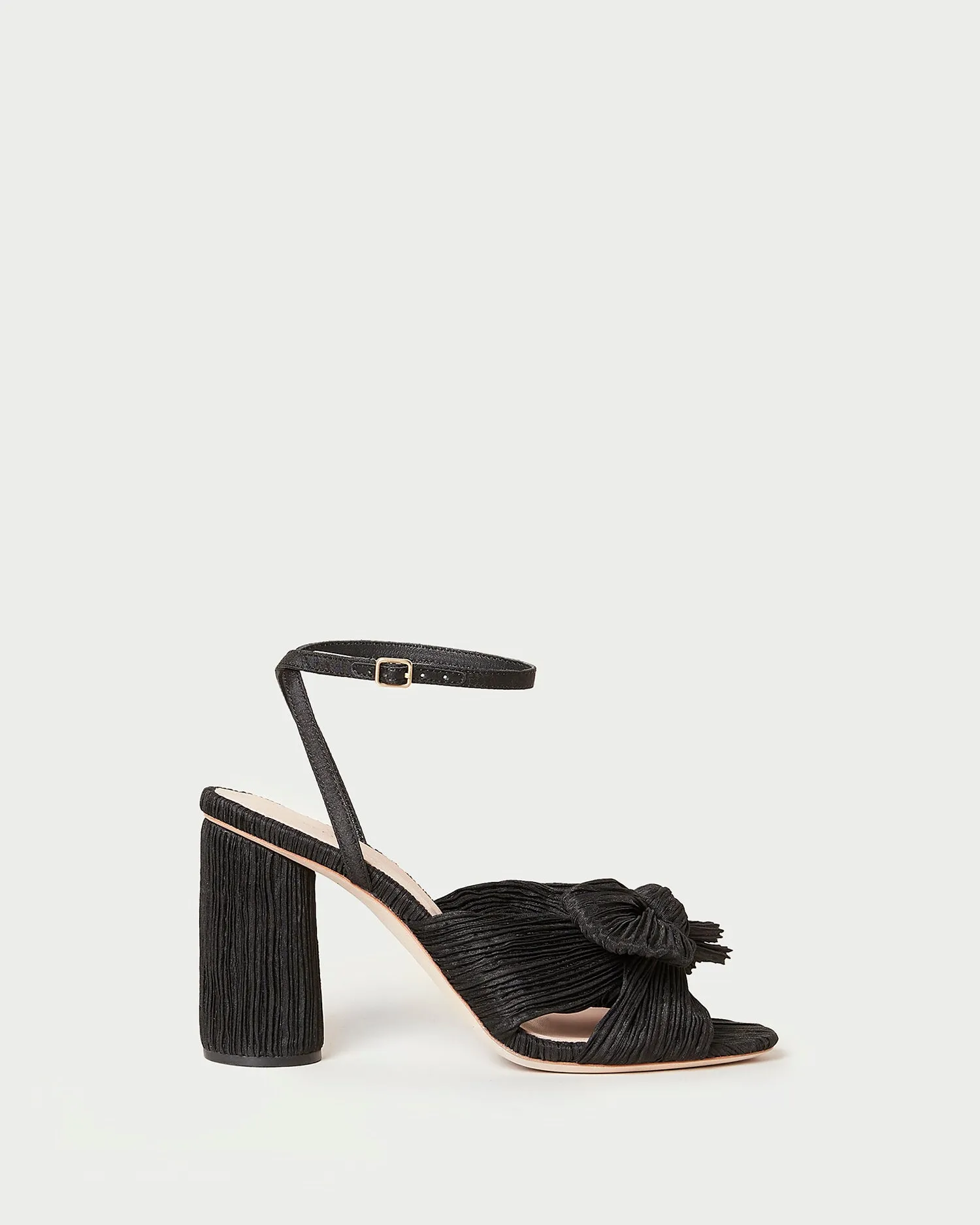 Camellia Black Pleated Bow Heel -LOEFFLER RANDALL