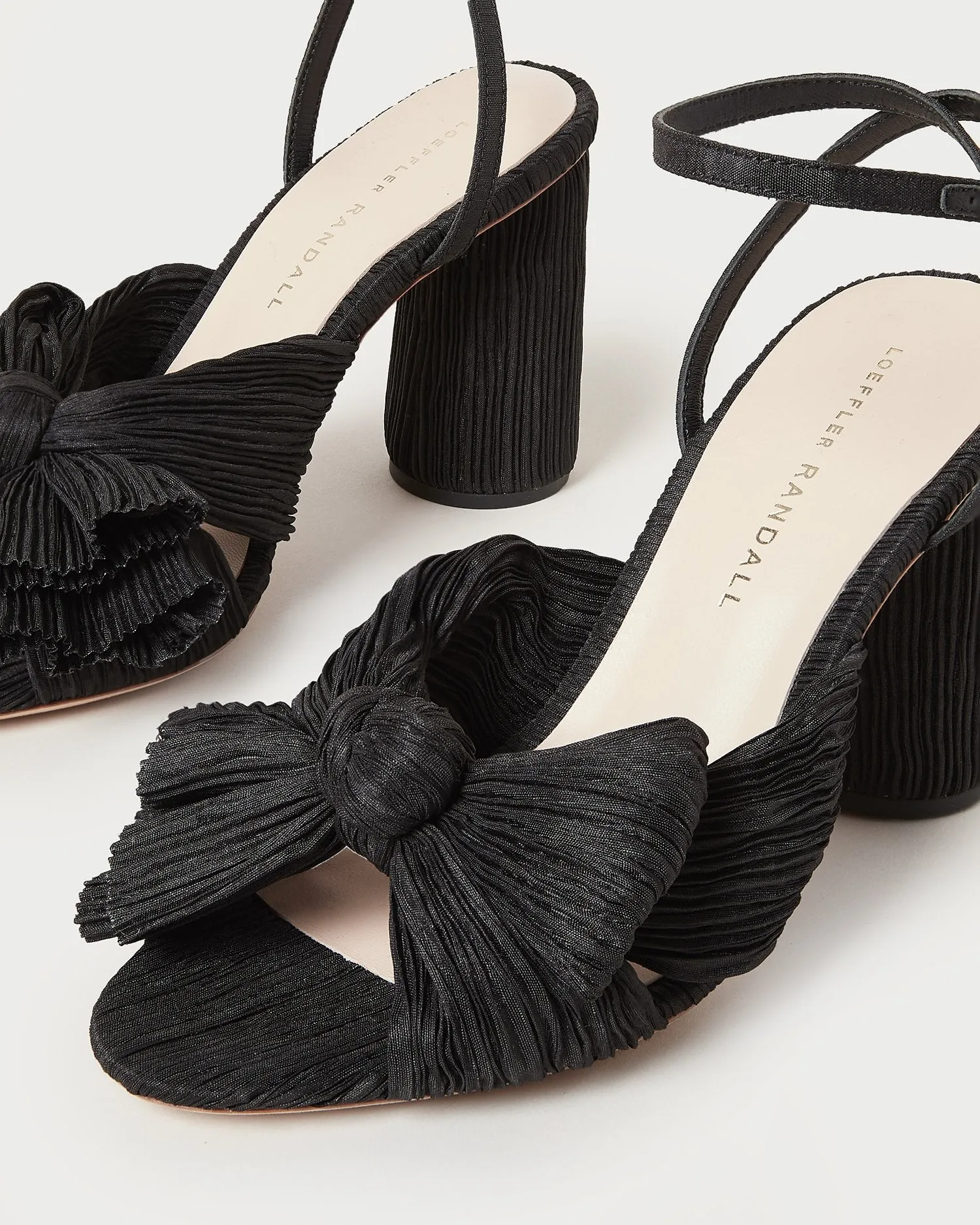 Camellia Black Pleated Bow Heel -LOEFFLER RANDALL