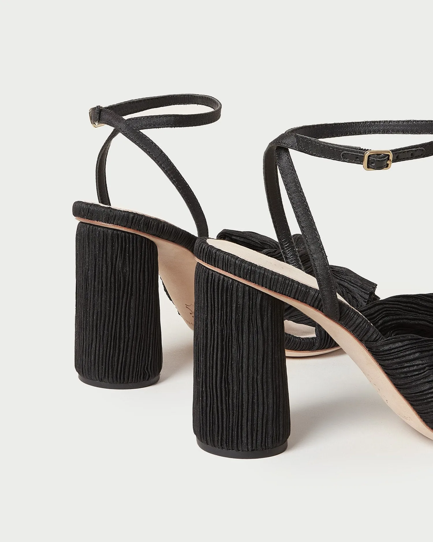 Camellia Black Pleated Bow Heel -LOEFFLER RANDALL