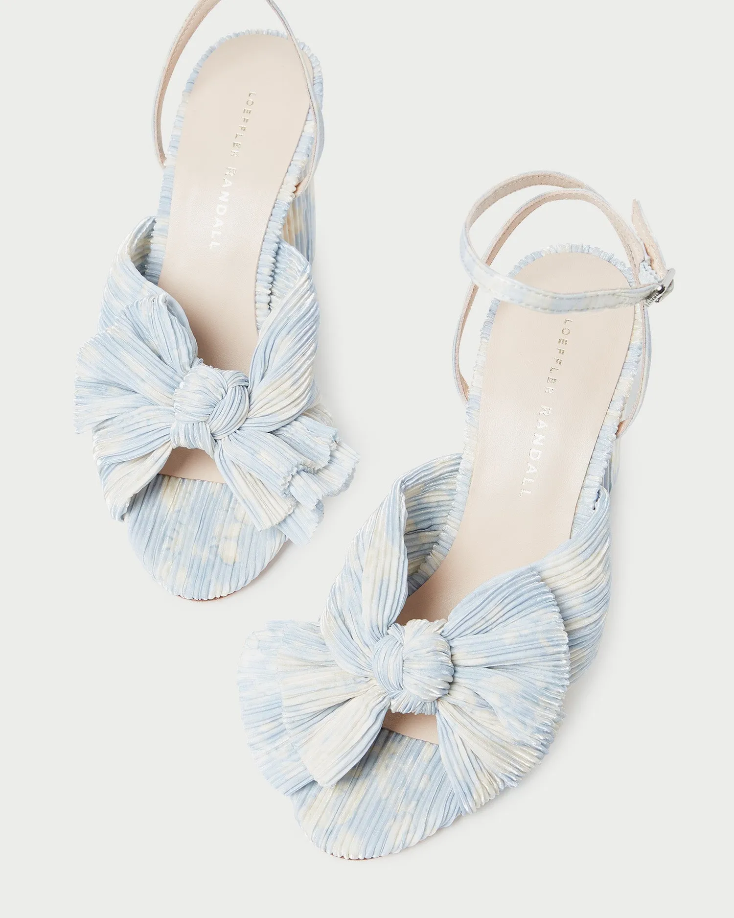 Camellia Blue Floral Bow Heel -LOEFFLER RANDALL