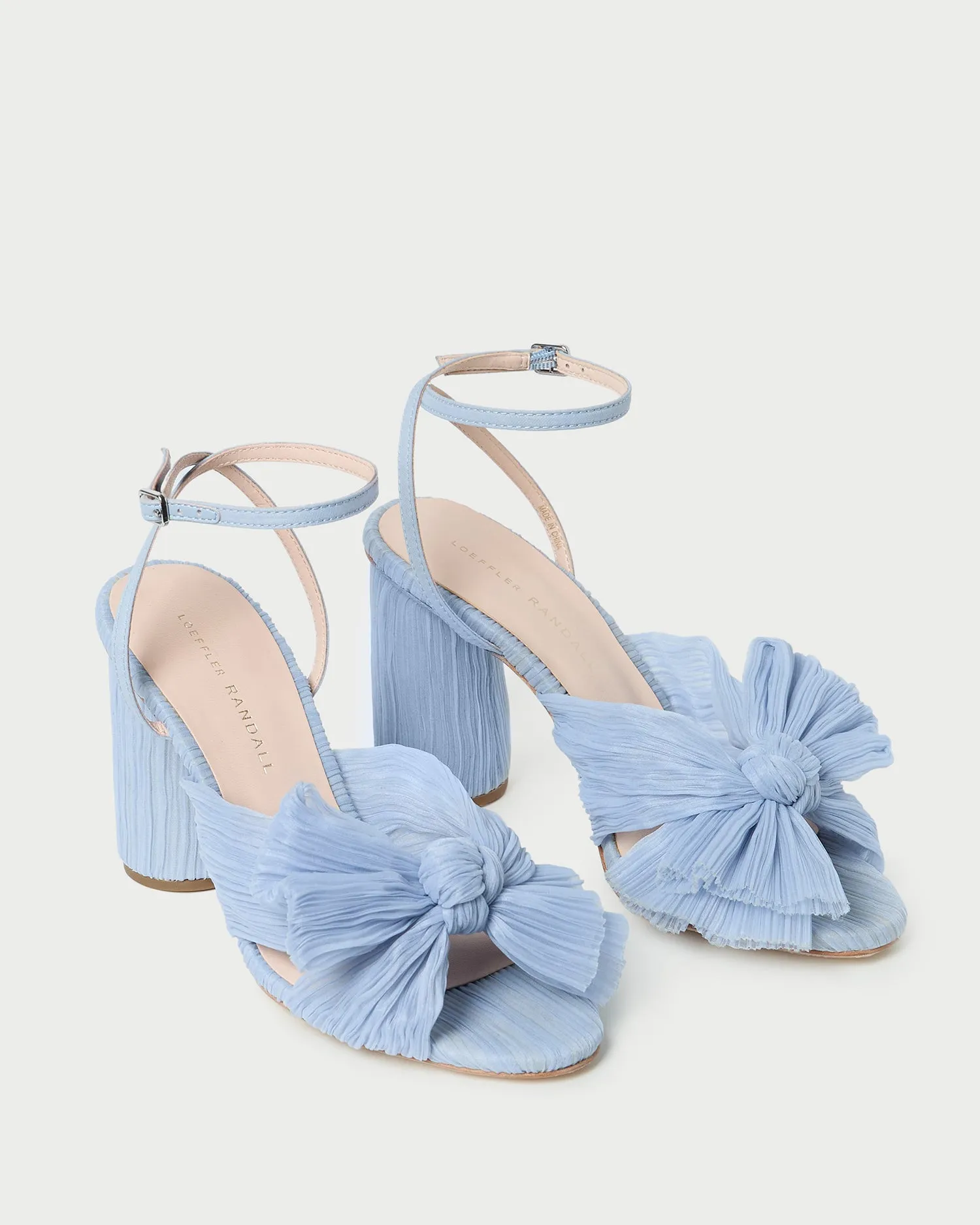 Camellia Blue Pleated Bow Heel -LOEFFLER RANDALL