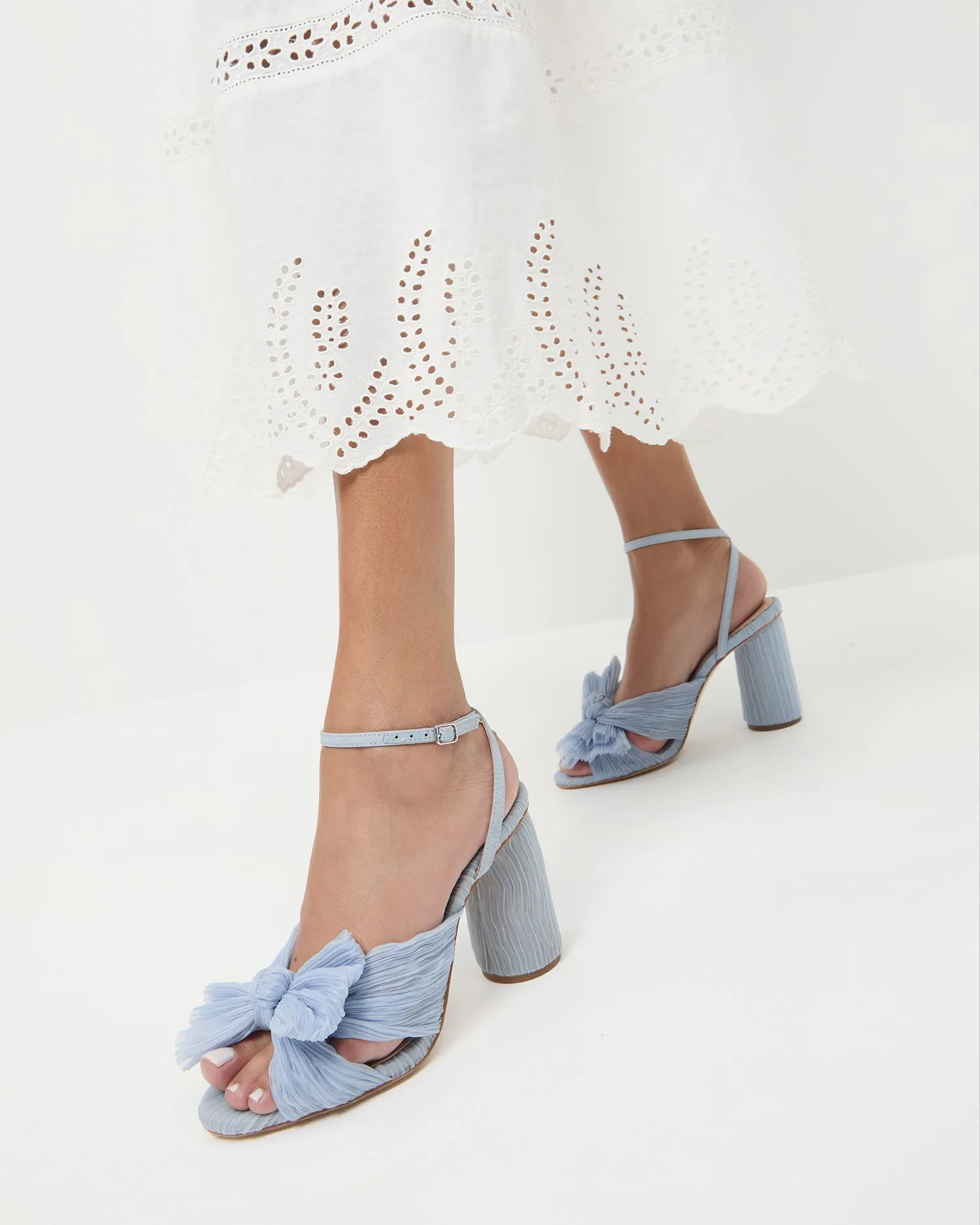 Camellia Blue Pleated Bow Heel -LOEFFLER RANDALL