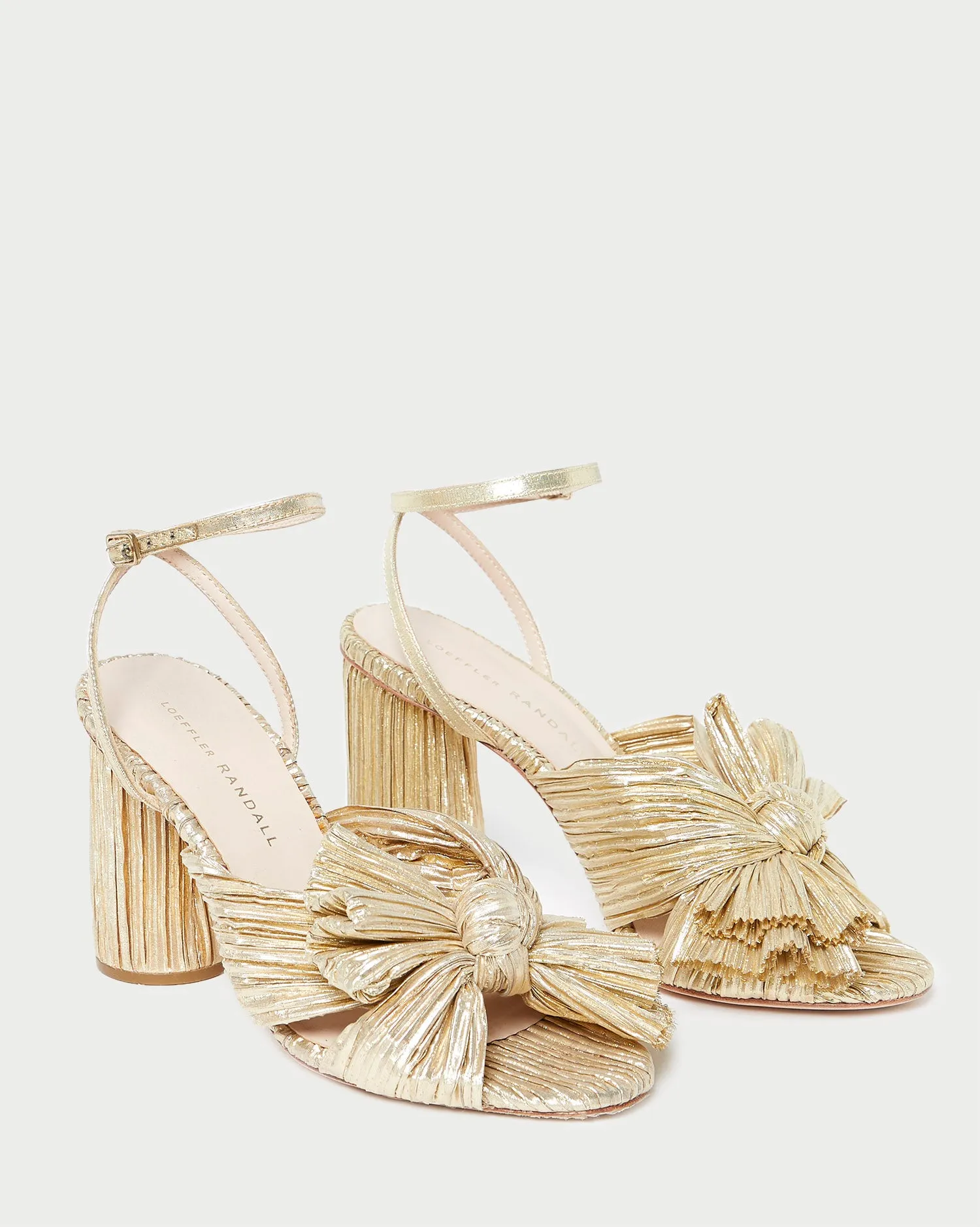 Camellia Gold Pleated Bow Heel -LOEFFLER RANDALL