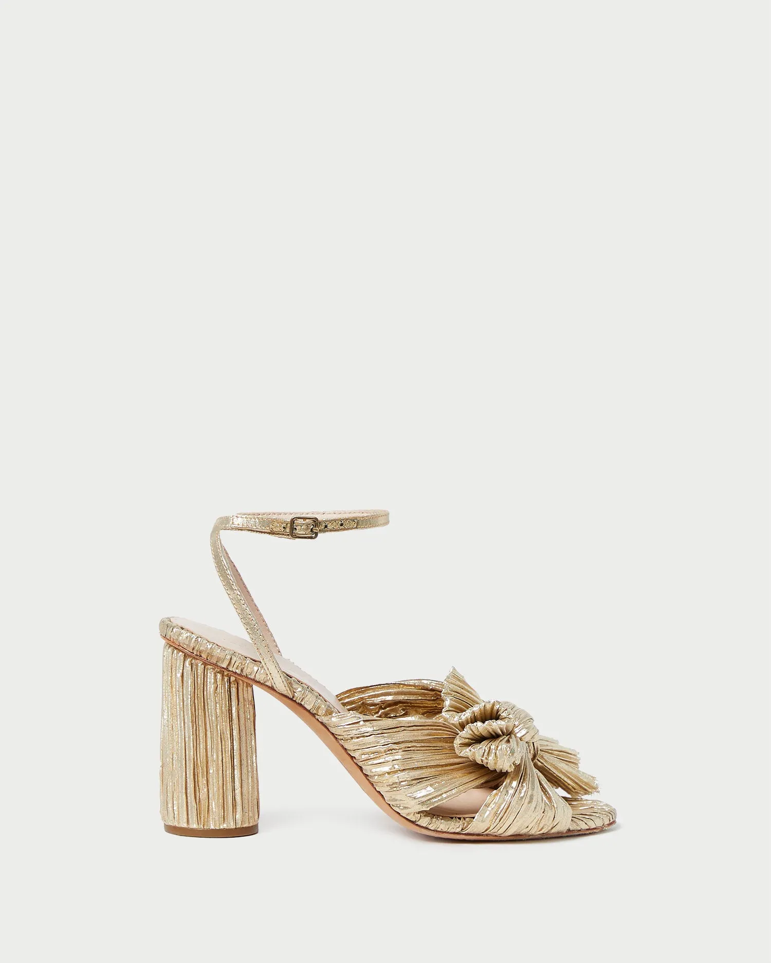 Camellia Gold Pleated Bow Heel -LOEFFLER RANDALL