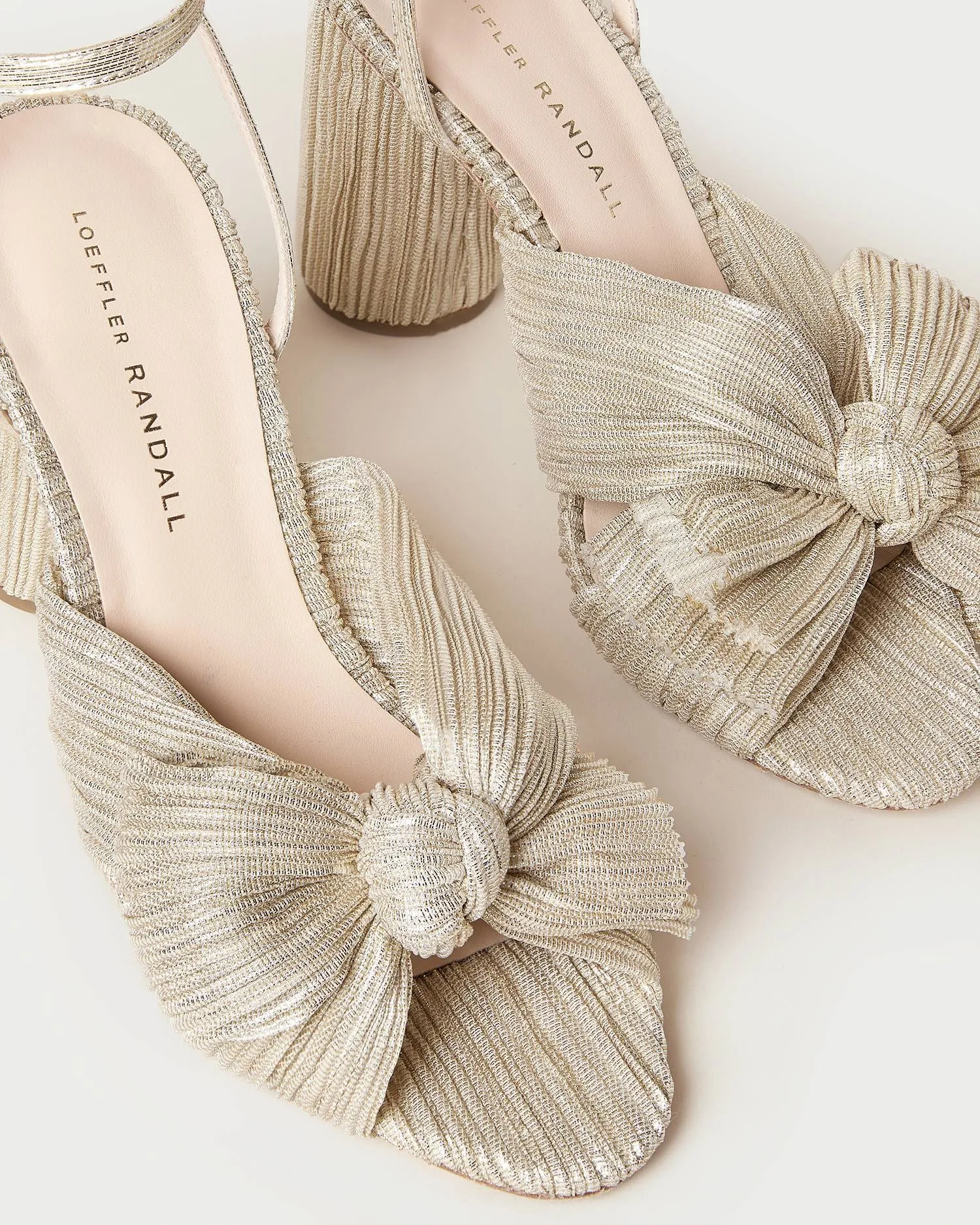 Camellia Platinum Pleated Bow Heel -LOEFFLER RANDALL