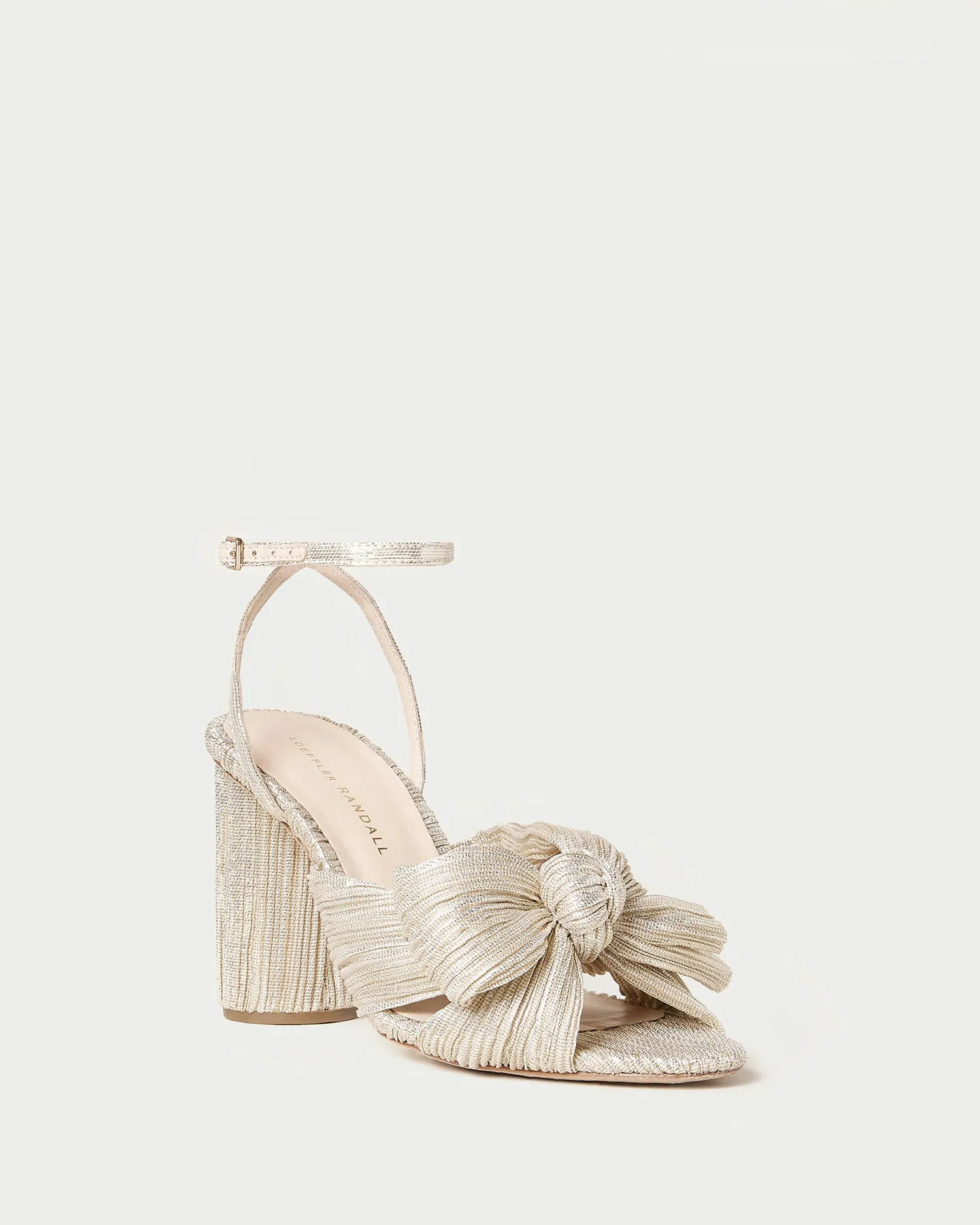 Camellia Platinum Pleated Bow Heel -LOEFFLER RANDALL