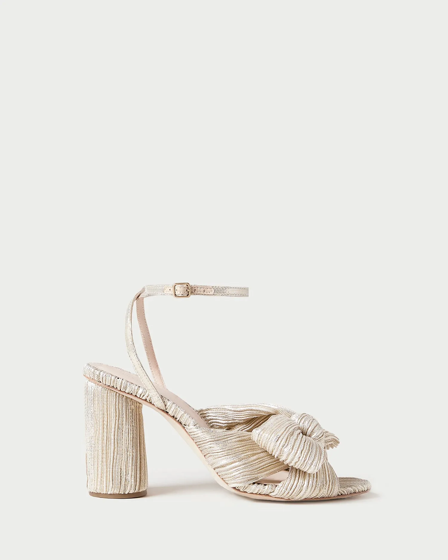 Camellia Platinum Pleated Bow Heel -LOEFFLER RANDALL