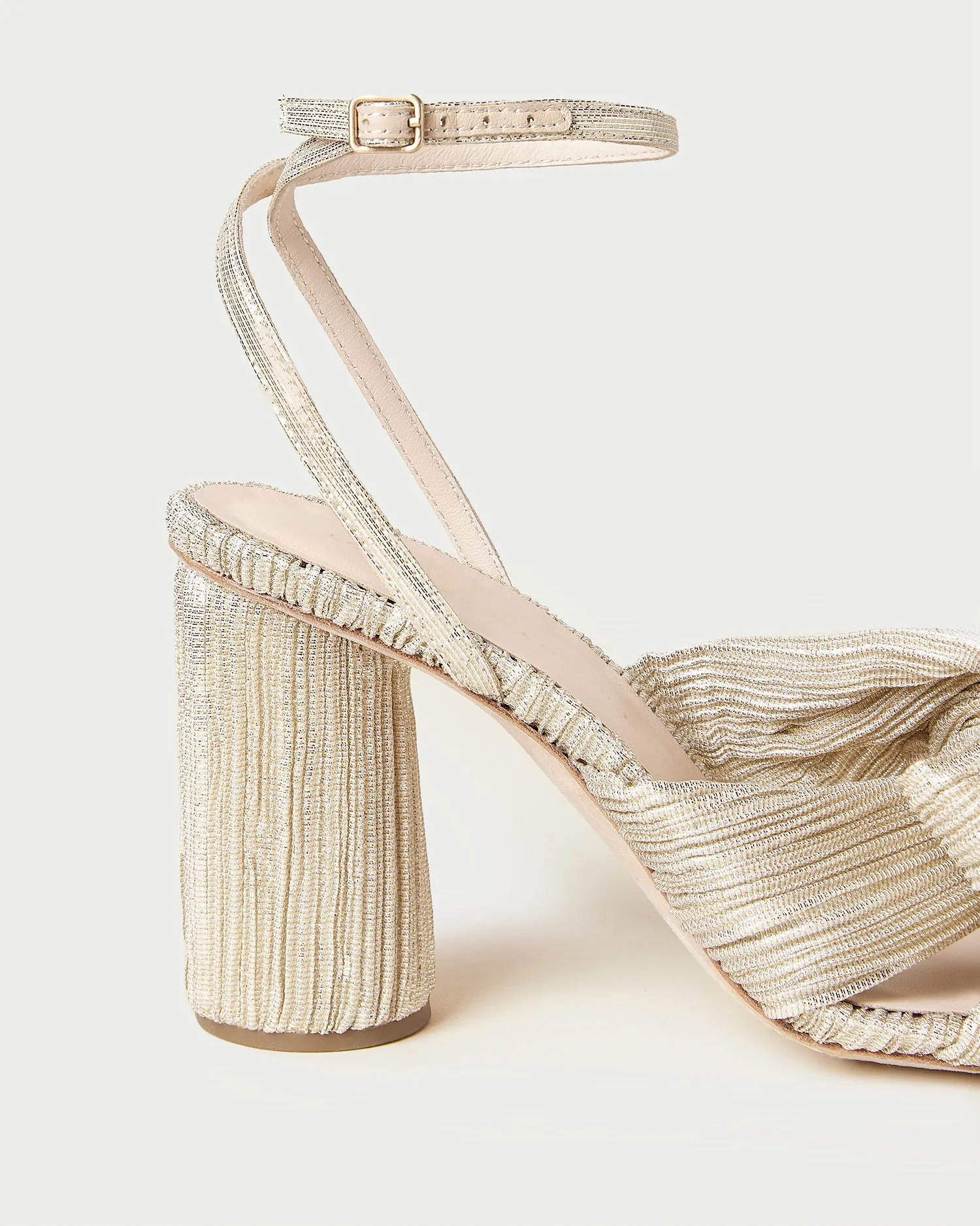 Camellia Platinum Pleated Bow Heel -LOEFFLER RANDALL