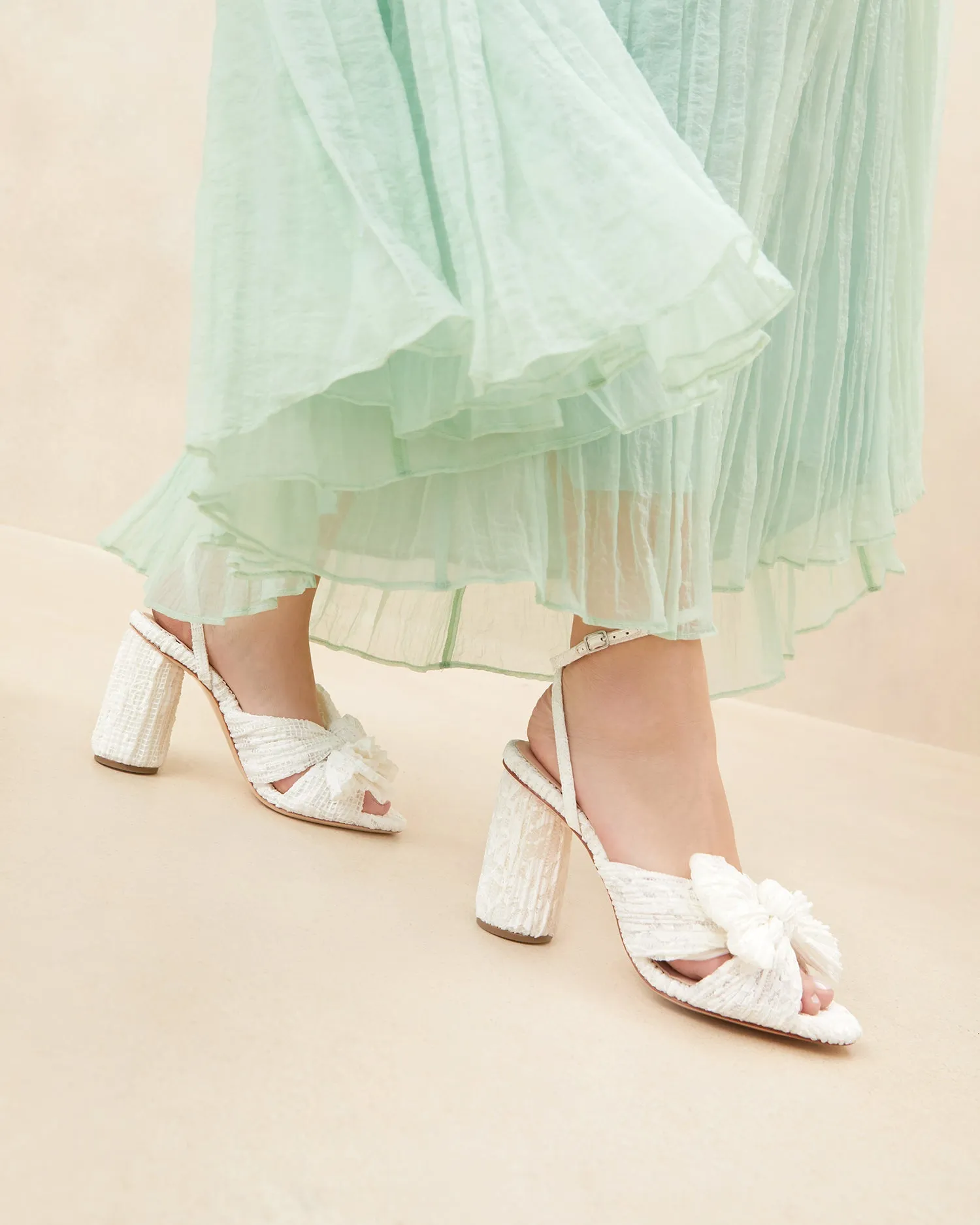 Camellia White Lace Bow Heel -LOEFFLER RANDALL