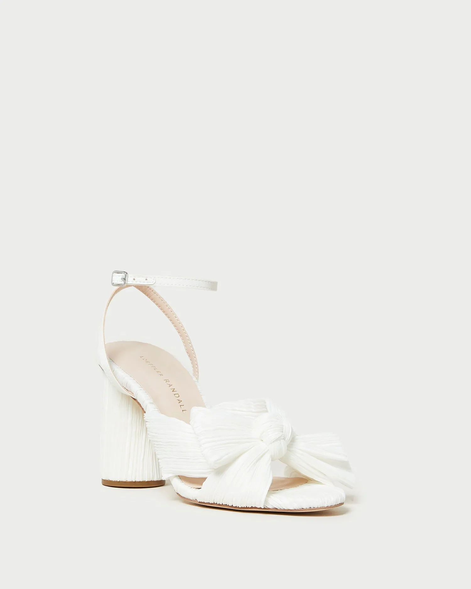 Camellia White Pleated Bow Heel -LOEFFLER RANDALL