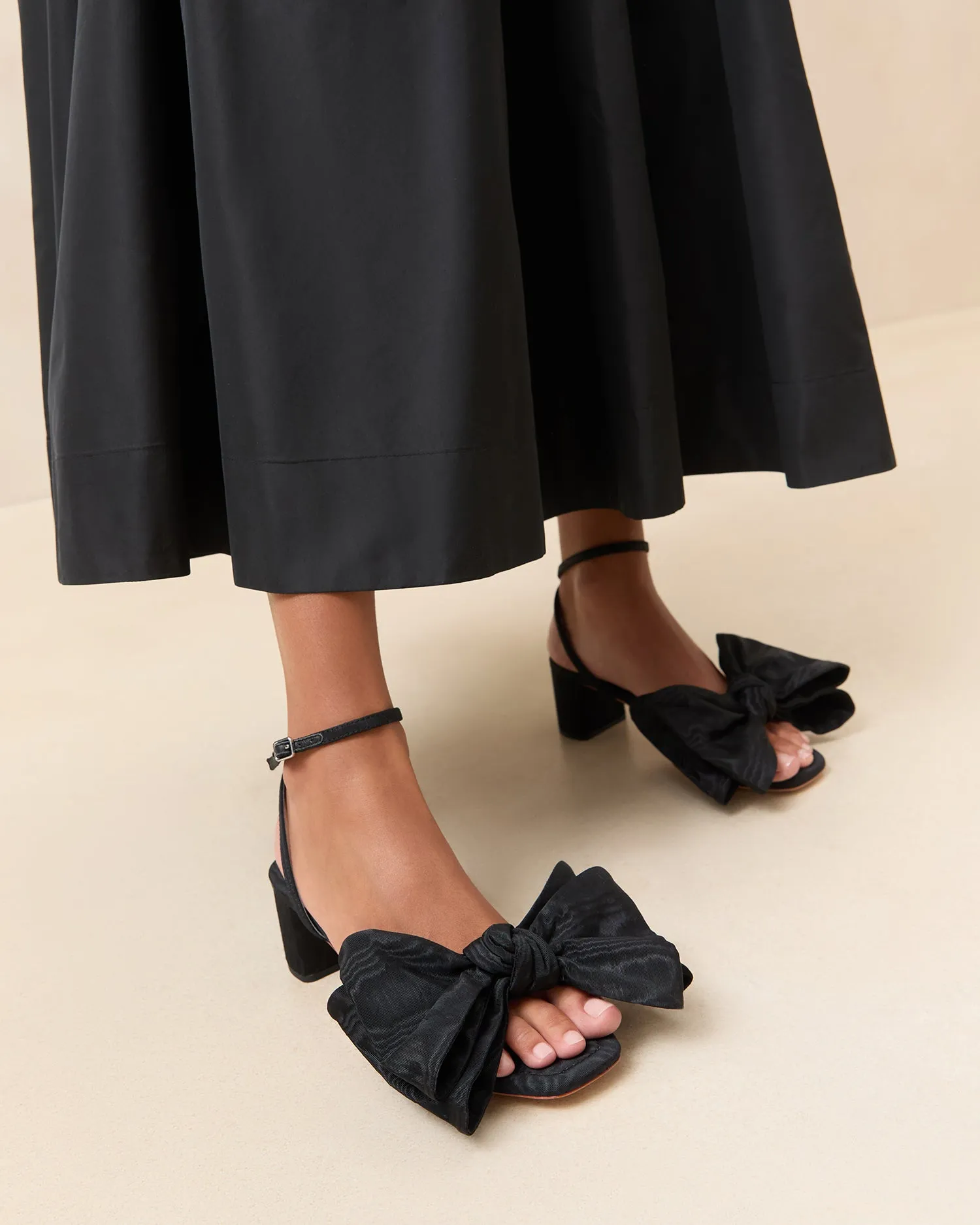 Carmen Black Moiré Bow Sandal -LOEFFLER RANDALL