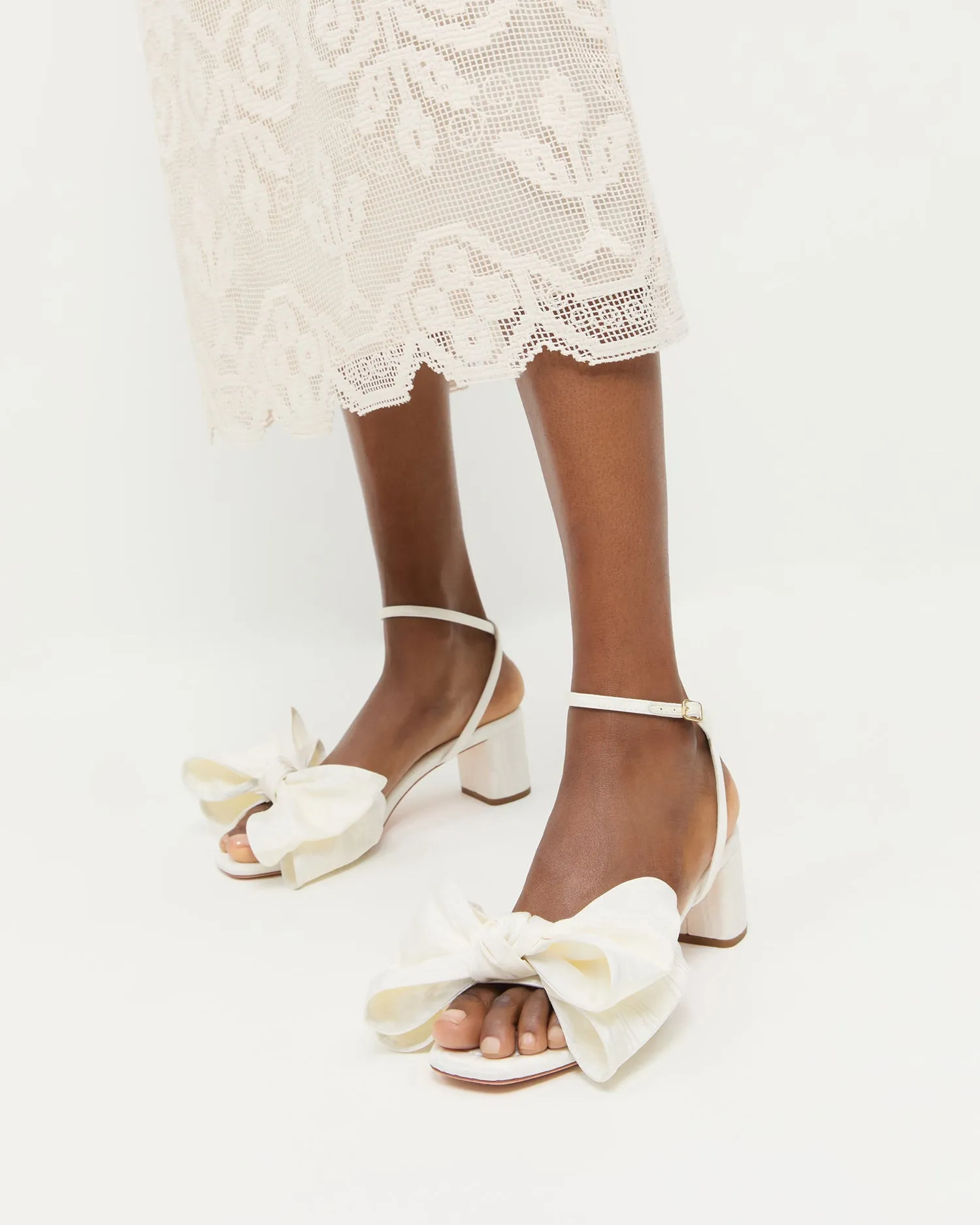 Carmen Cream Moiré Bow Sandal -LOEFFLER RANDALL