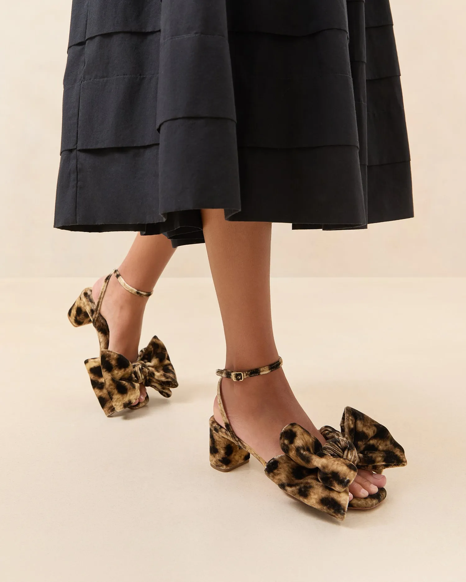 Carmen Leopard Velvet Bow Sandal -LOEFFLER RANDALL