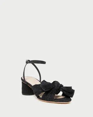 Dahlia Black Pleated Bow Heel -LOEFFLER RANDALL
