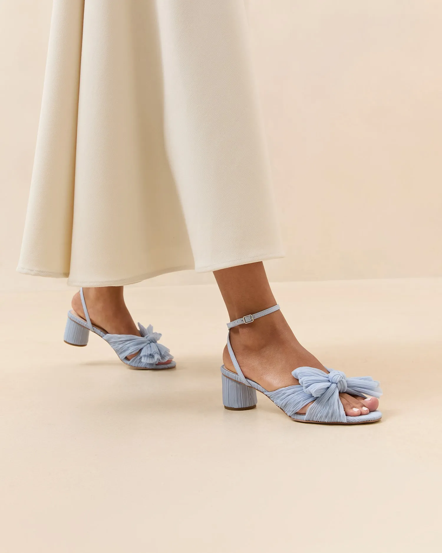 Dahlia Blue Pleated Bow Heel -LOEFFLER RANDALL