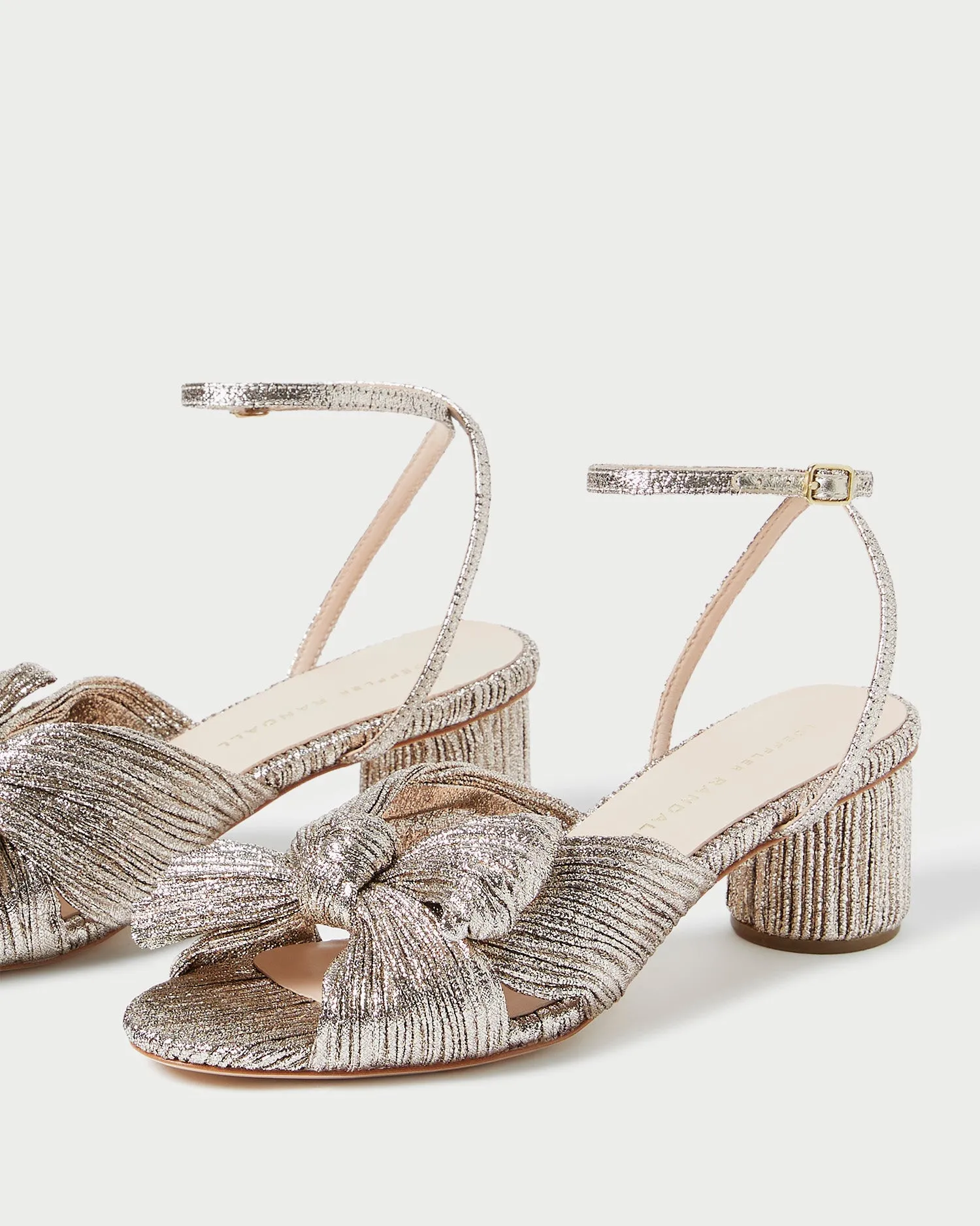 Dahlia Champagne Pleated Bow Heel -LOEFFLER RANDALL