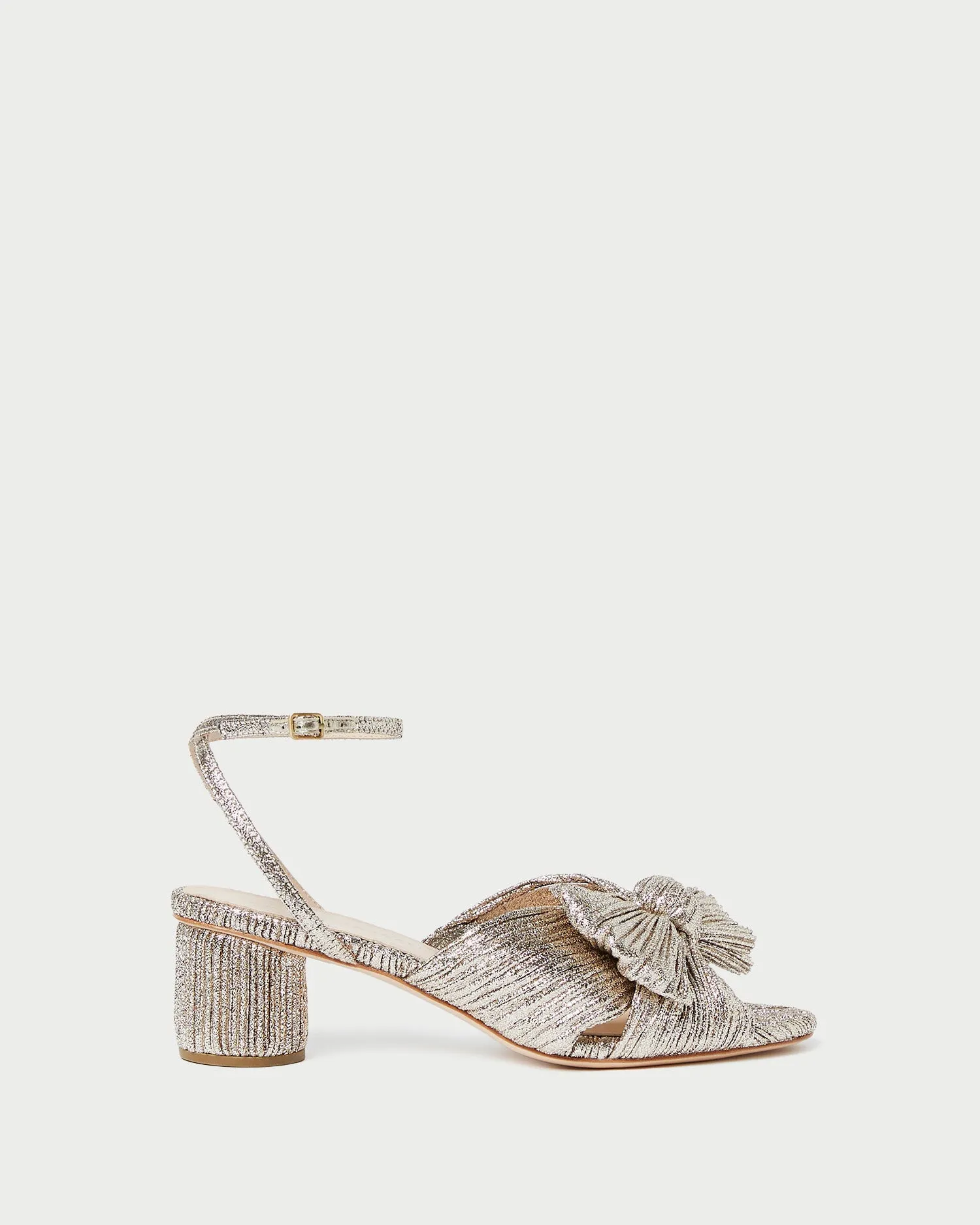 Dahlia Champagne Pleated Bow Heel -LOEFFLER RANDALL